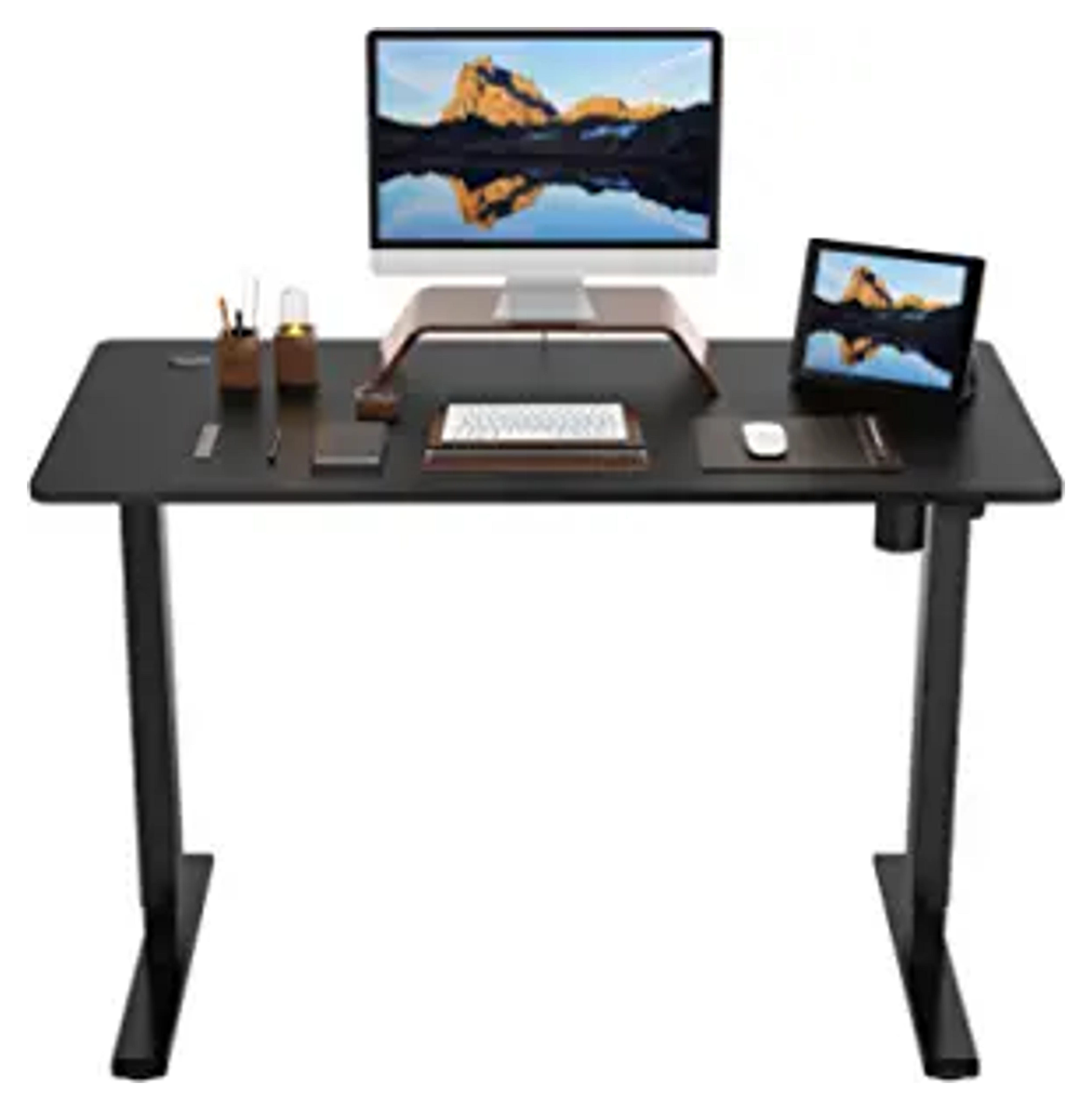 Amazon.com: FLEXISPOT EG1 Essential Standing Desk Height Adjustable Desk Electric Sit Stand Desk 48 x 24 Inches Home Office Desks with Splice Board (Vici Black Frame + Black Top) : Home & Kitchen