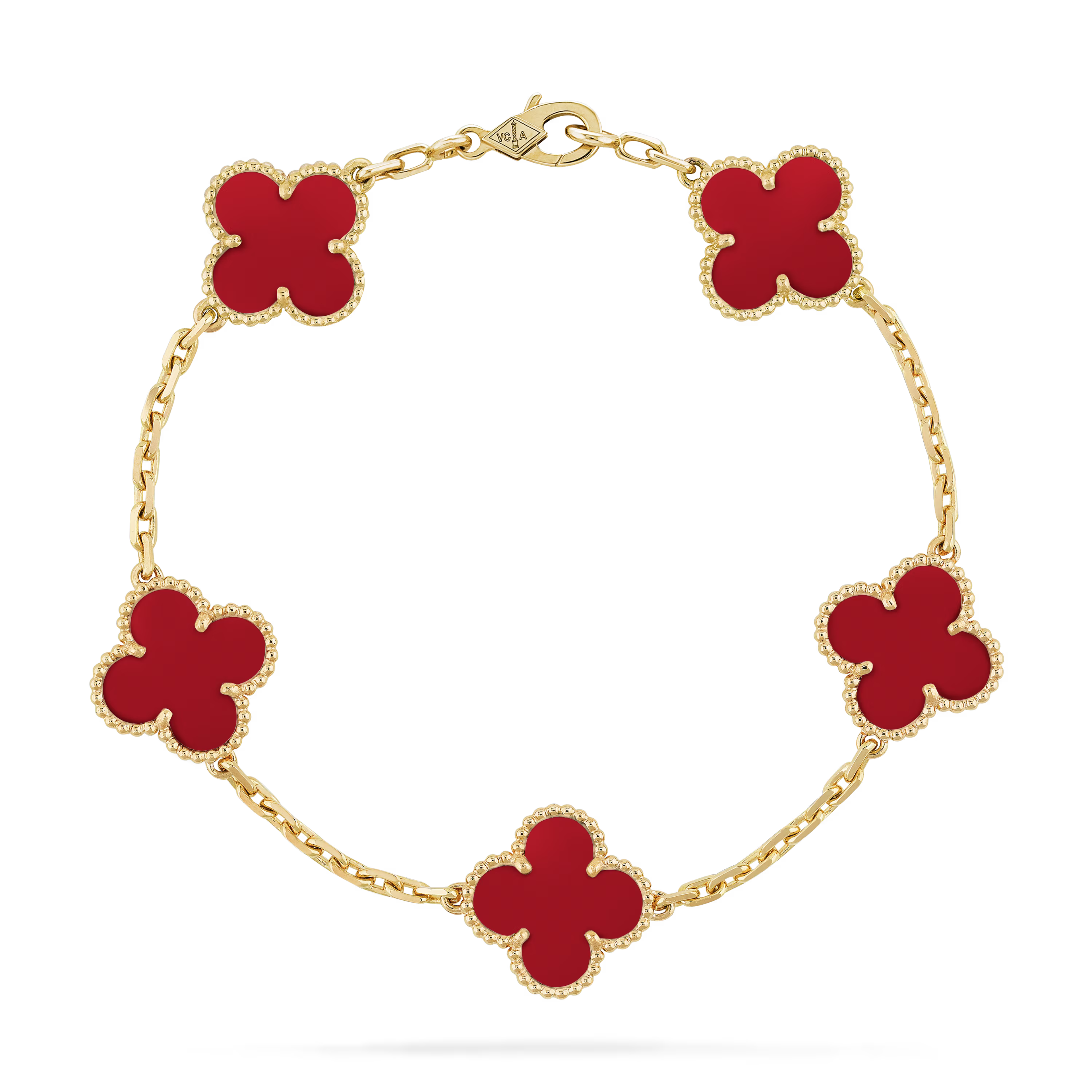 Vintage Alhambra bracelet, 5 motifs 18K yellow gold, Carnelian - Van Cleef & Arpels