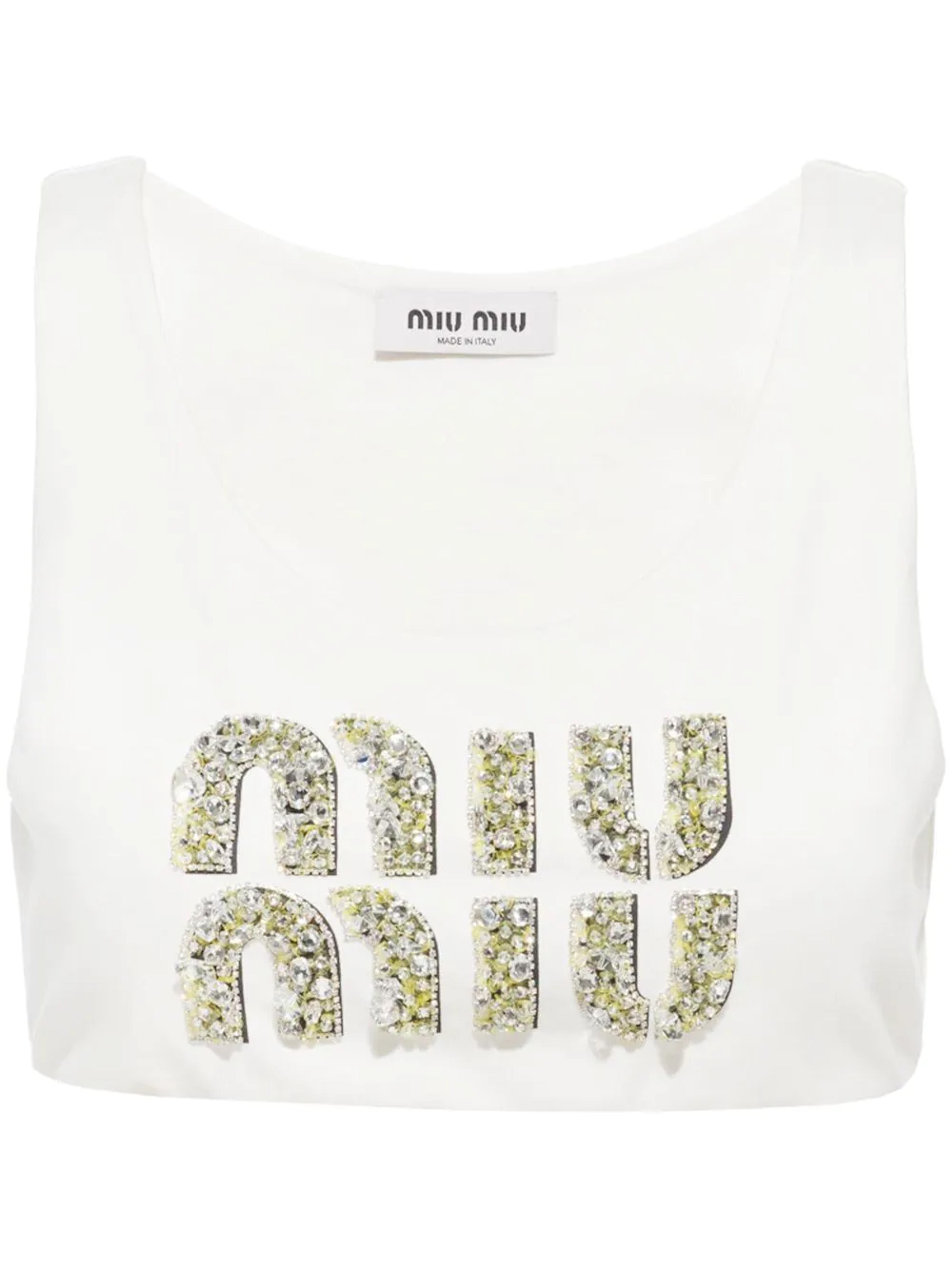 Miu Miu logo-embellished Crop Top - Farfetch