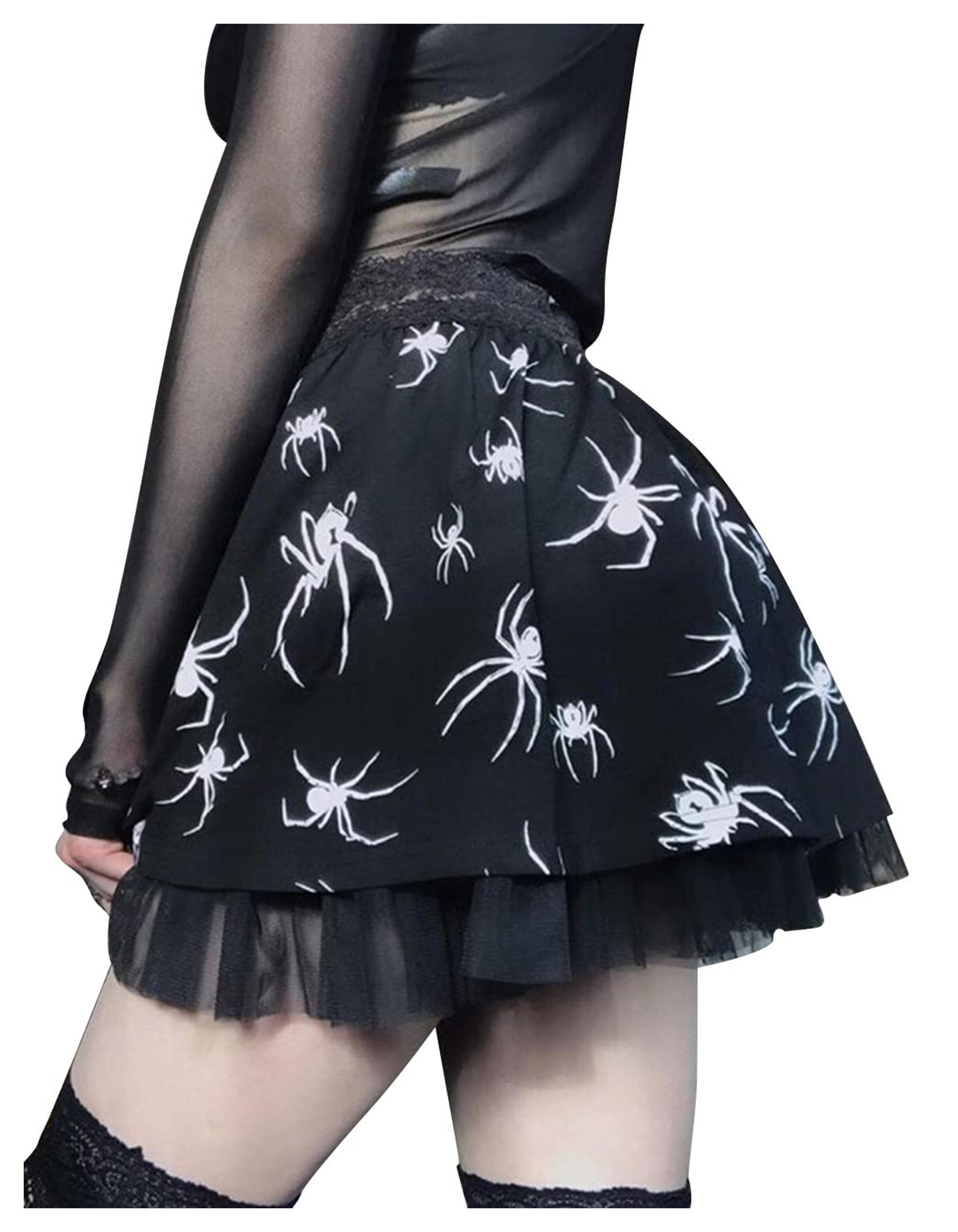 Amazon.com: MAGICSHE Halloween Skirt Spider Grunge Skirt Mall Goth Skirt Black Gothic Skirt Lace Skirt Goth Skater Skirt for Women Teen Girls : Clothing, Shoes & Jewelry