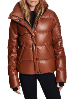 Shop Sam. Isabel Vegan Leather Down Puffer Jacket | Saks Fifth Avenue