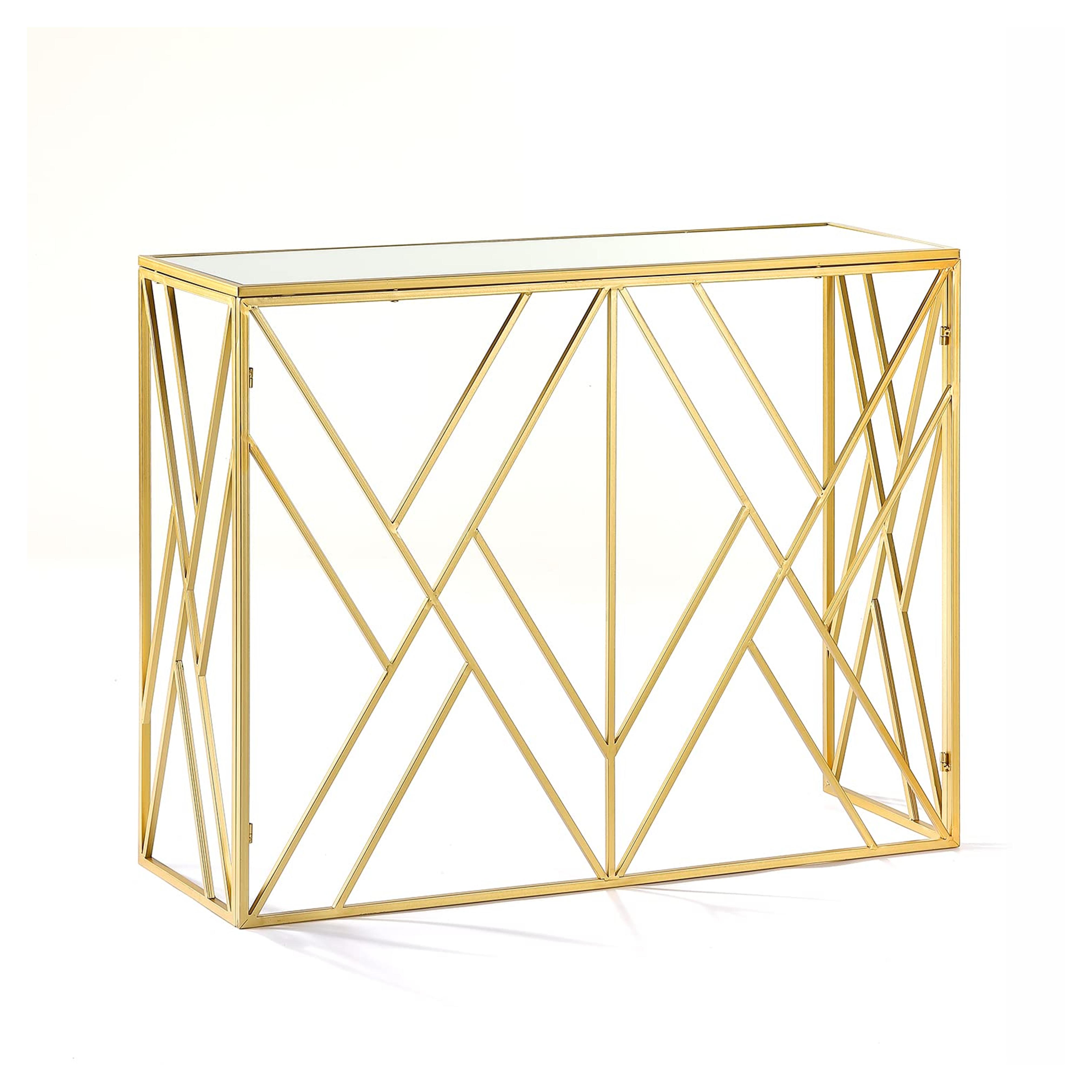 YiLifebes Modern Glass Console Table, 40" Gold Sofa Table with Sturdy Metal Frame and Tempered Glass Top, for Living Room Entryway Bedroom, Gold Finish - 40"×14.25"×32"