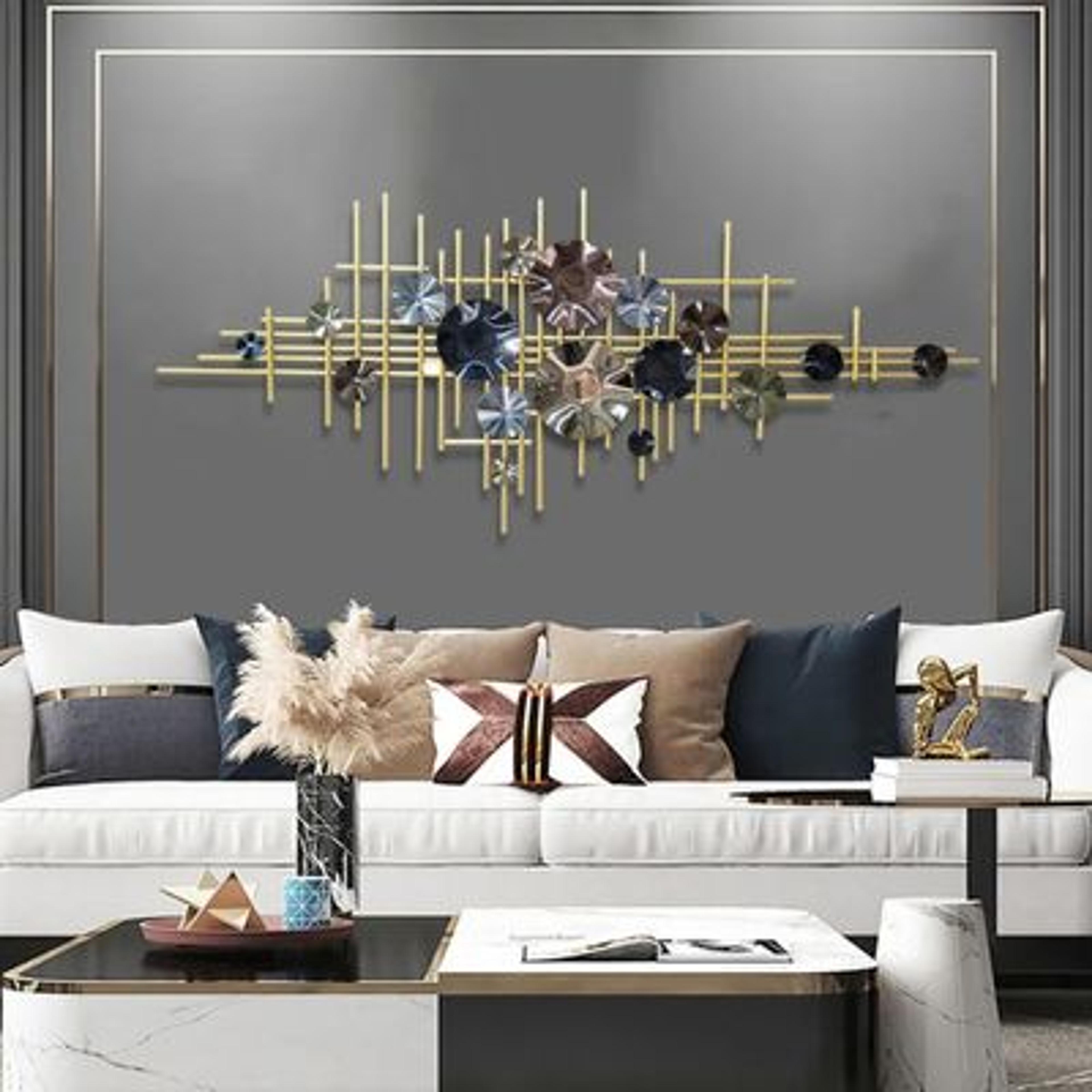 Modern Luxury Lotus Frame Metal Hanging Wall Decor Home Art - Wall Decor - Homary US