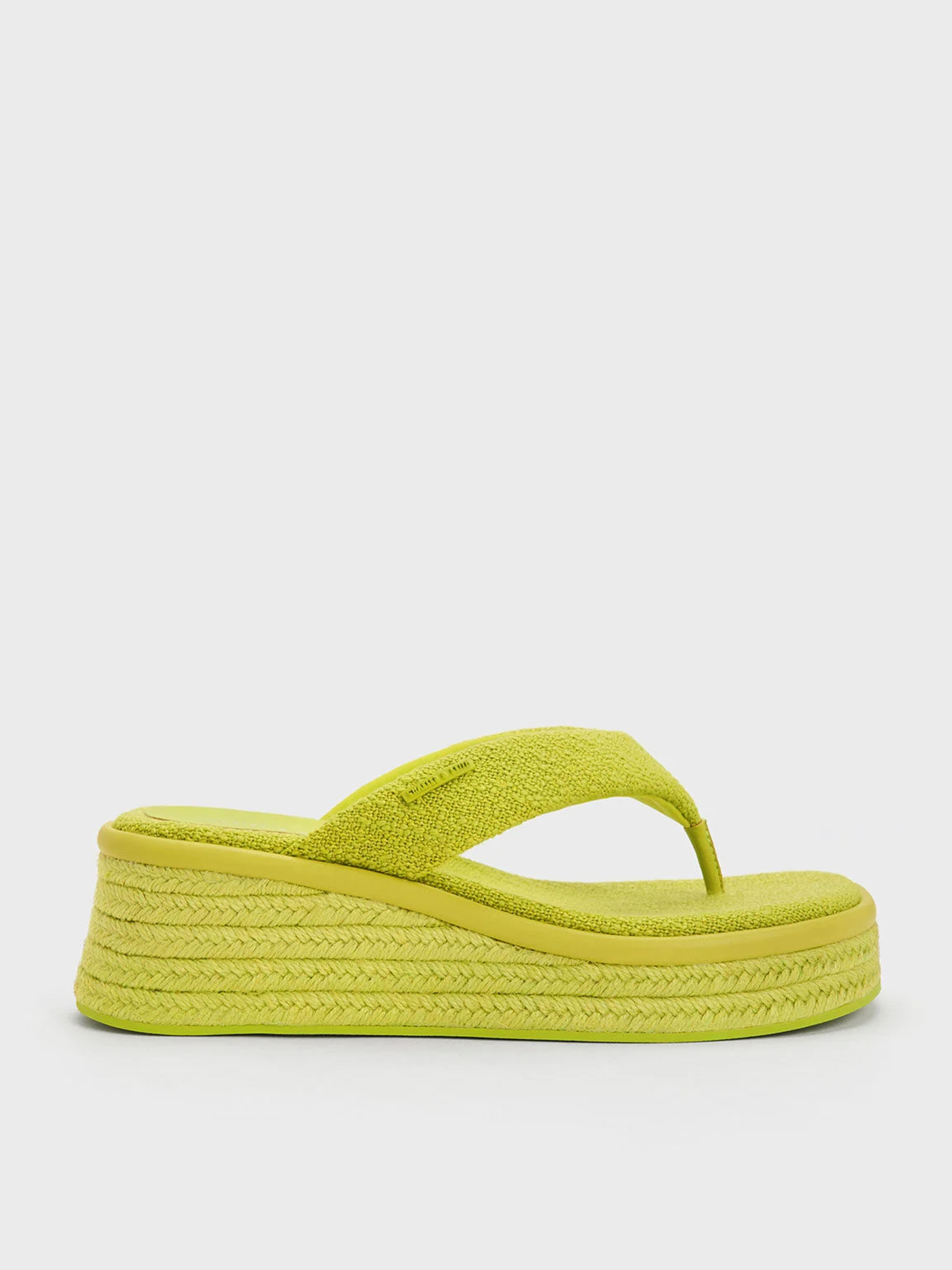 Lime Woven Espadrille Thong Sandals - CHARLES & KEITH US