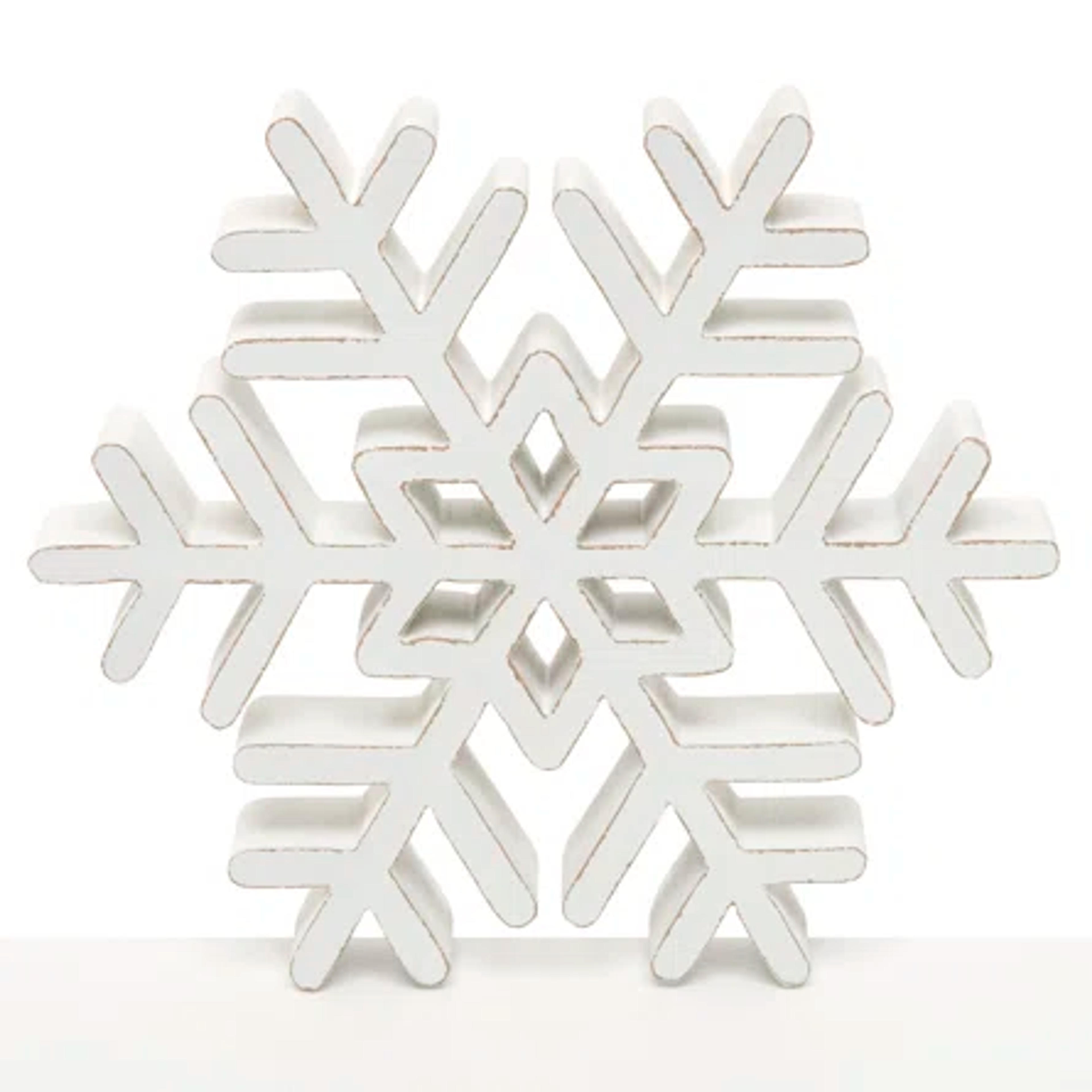 The Holiday Aisle® Wood Snowflake Sit-A-Bout White Large 6.25"x 1.25"x 7" | Wayfair