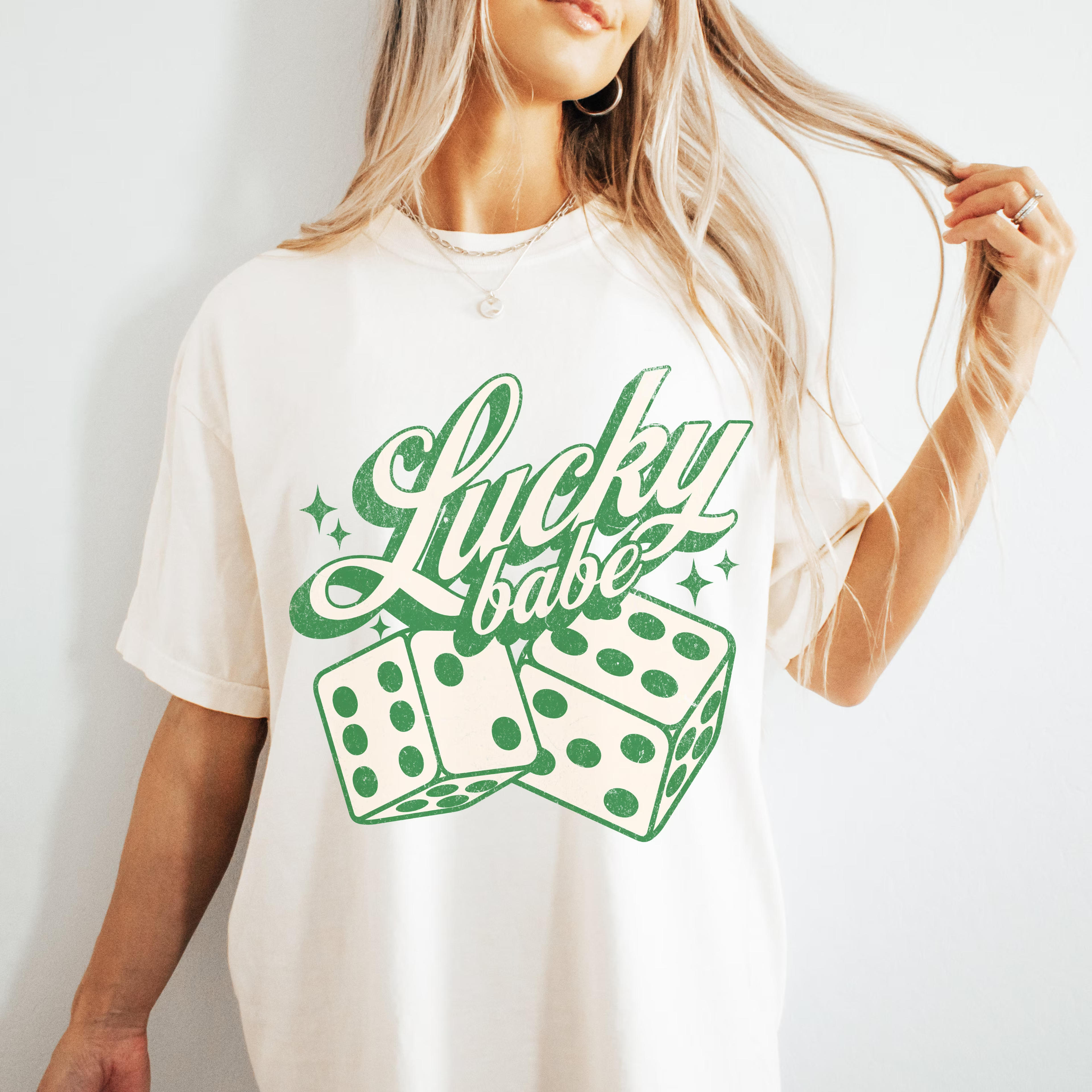 Trendy Womens St Patrick's Day Shirt, Retro St Patricks Day Shirt, Oversized T-shirt, Lucky Babe - Etsy