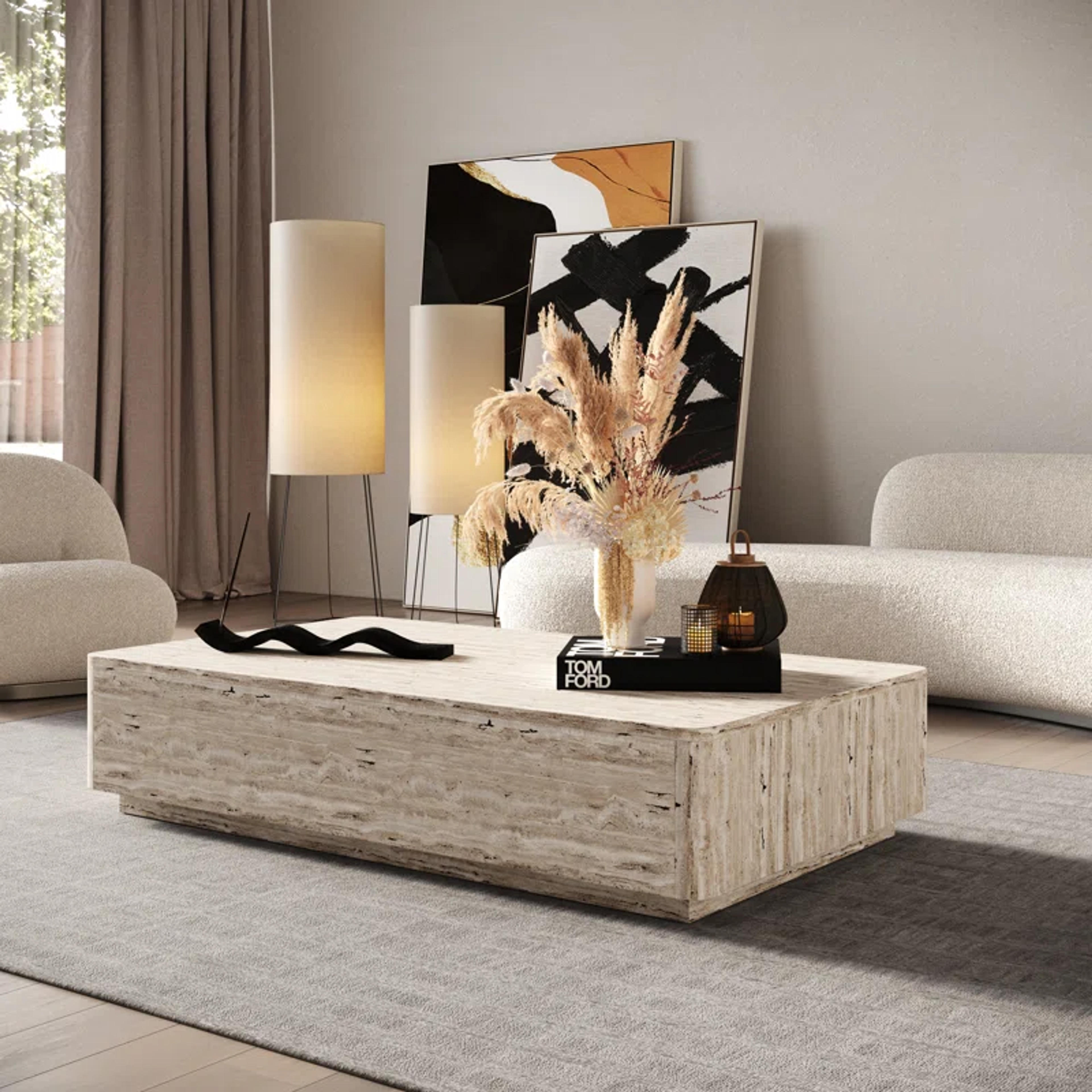 Joss & Main Seraphine Faux Travertine Rectangular Coffee Table & Reviews | Wayfair