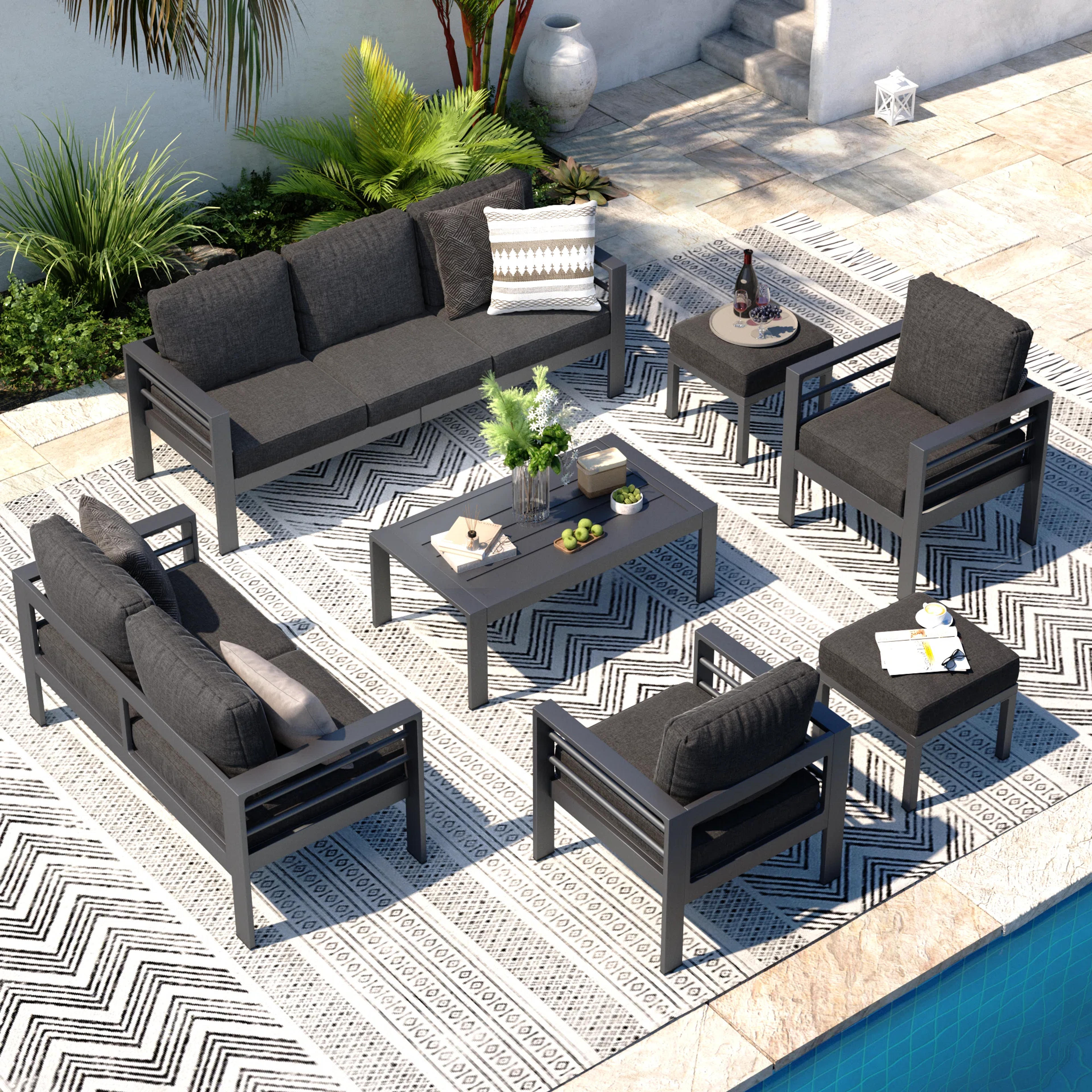 Harriston 9 - Person Outdoor Seating Group with Cushions