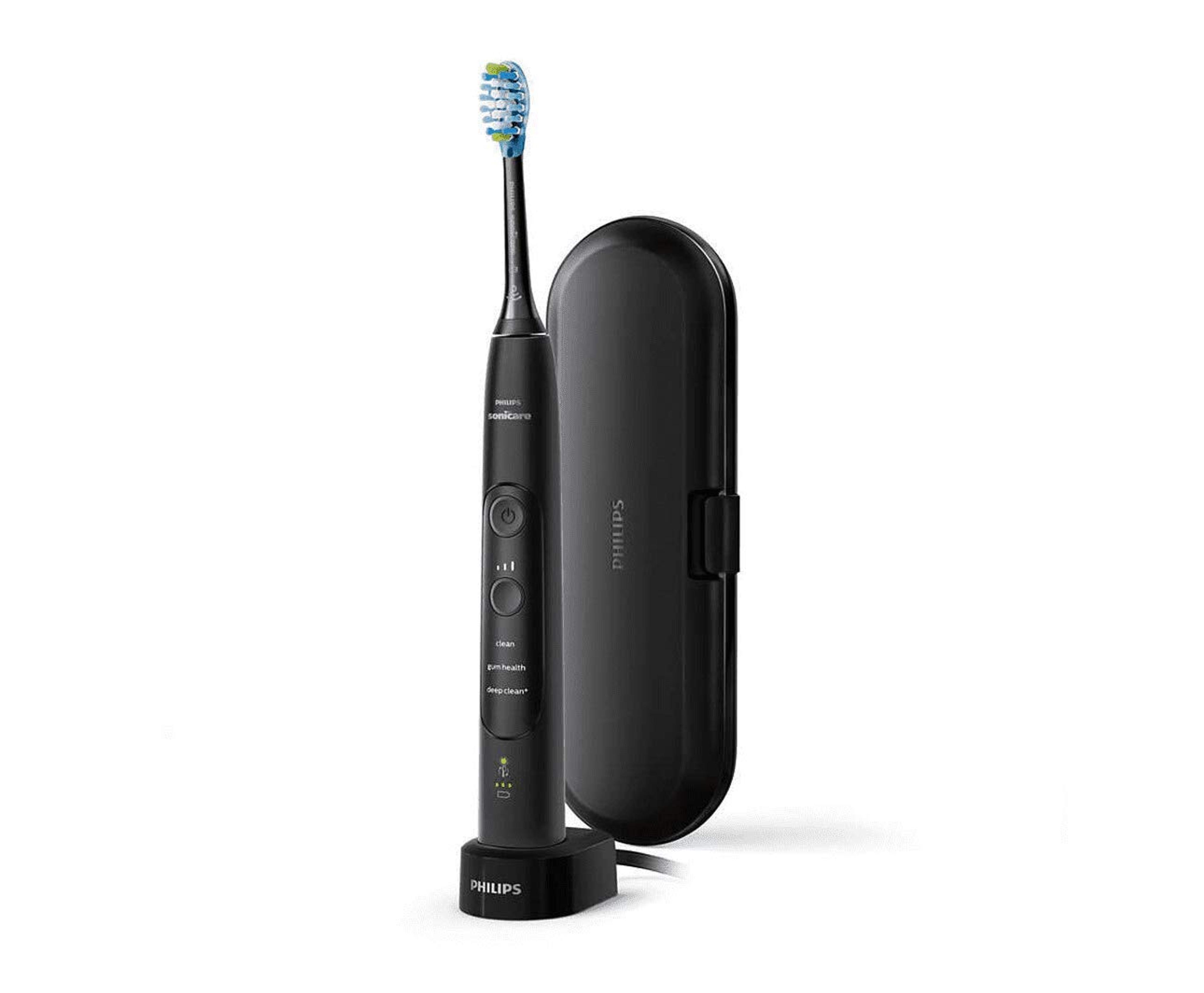 PHILIPS Sonicare Expertclean 7300 Sonic Electric Toothbrush 3 Mode and Intensity, Built-In Sensor and Smart Brush Head Recognition, Black, Hx9618, 01