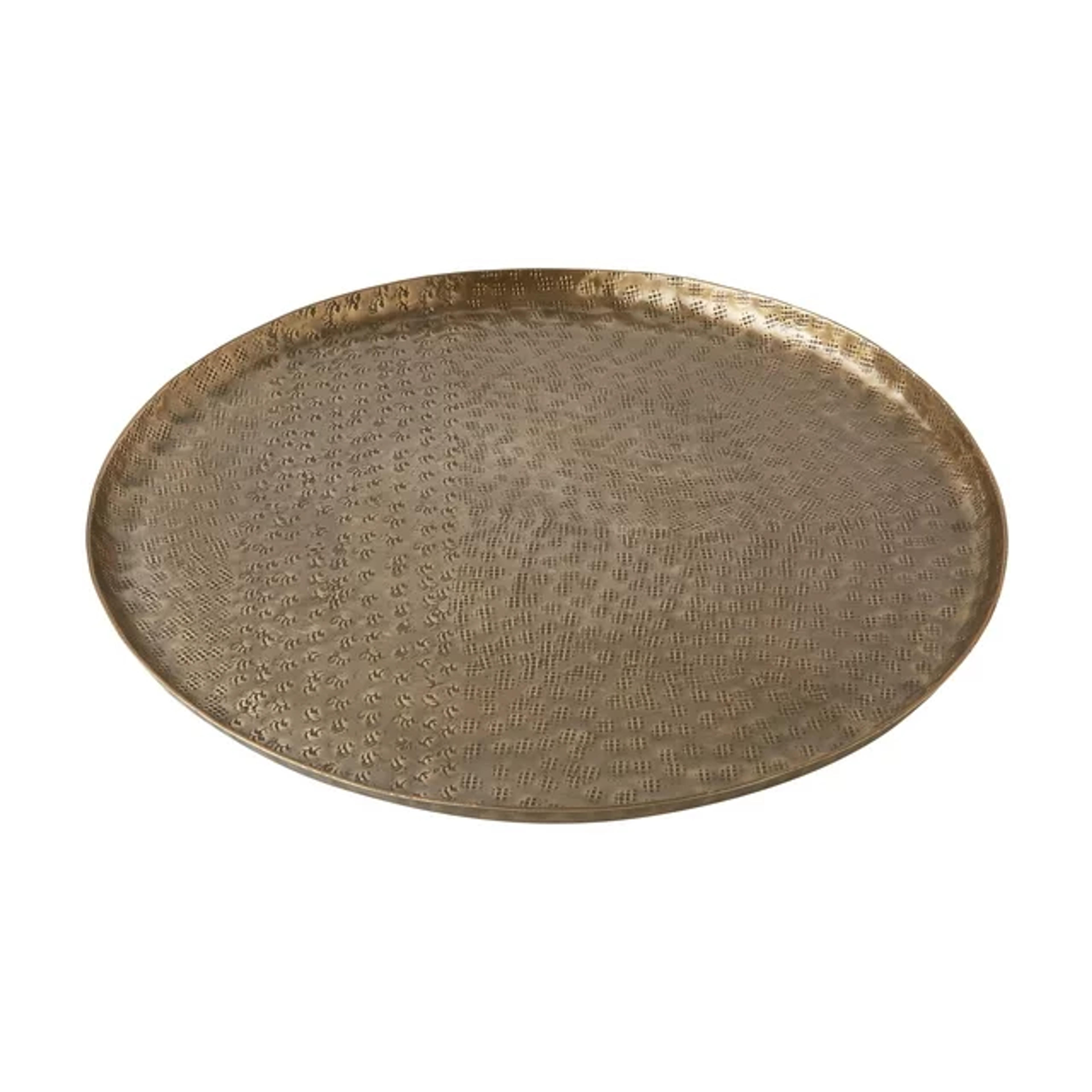 Better Homes & Gardens Medium 14" Round Antique Brass Hammered Metal Tray by Dave & Jenny Marrs - Walmart.com