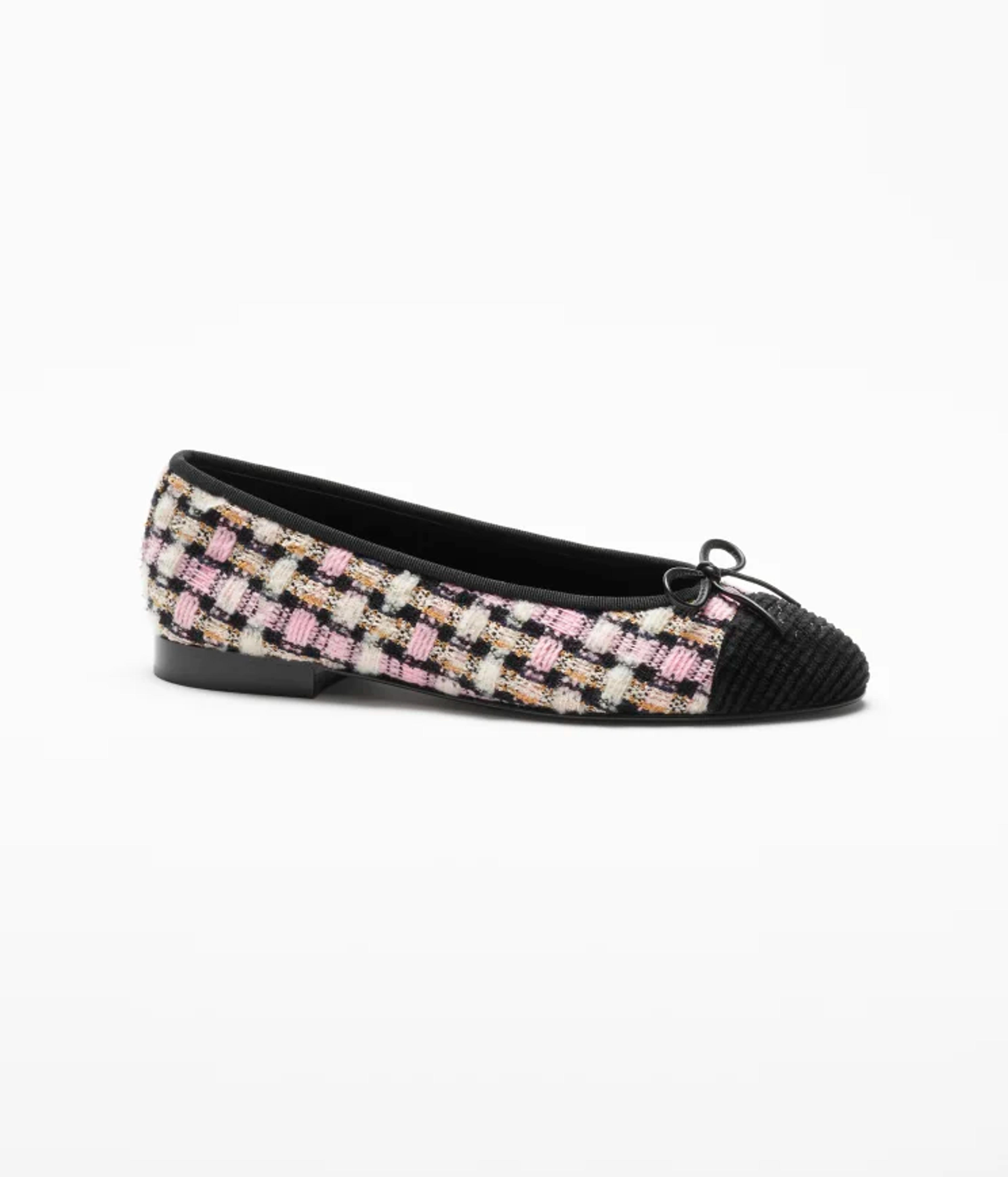 Ballet flats - Wool and cotton tweed & corduroy, multicolor & black — Fashion | CHANEL