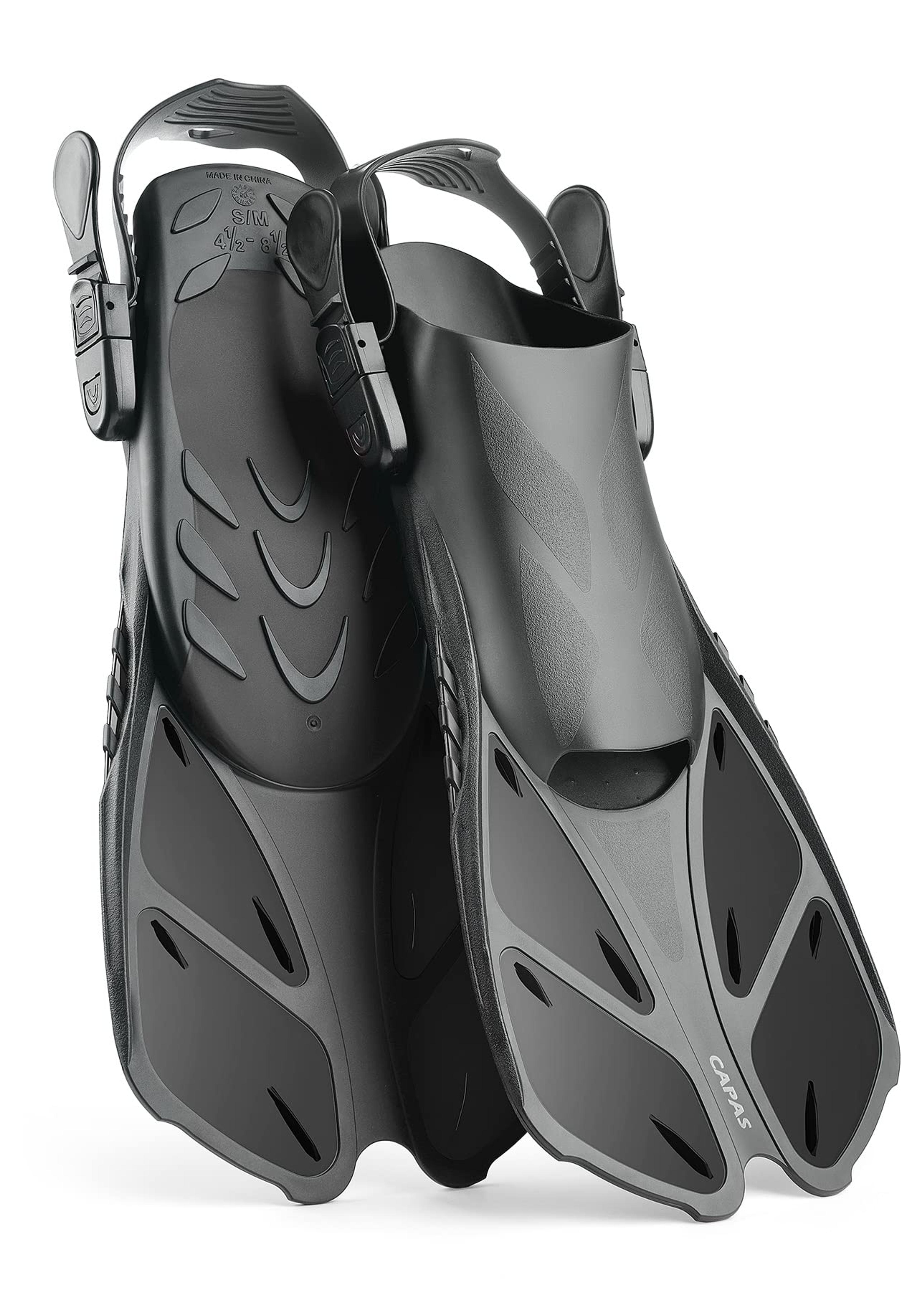 Amazon.com : CAPAS Snorkel Fins, Swim Fins Travel Size Short Adjustable for Snorkeling Diving Adult Men Women Kids Open Heel Swimming Flippers : Sports & Outdoors