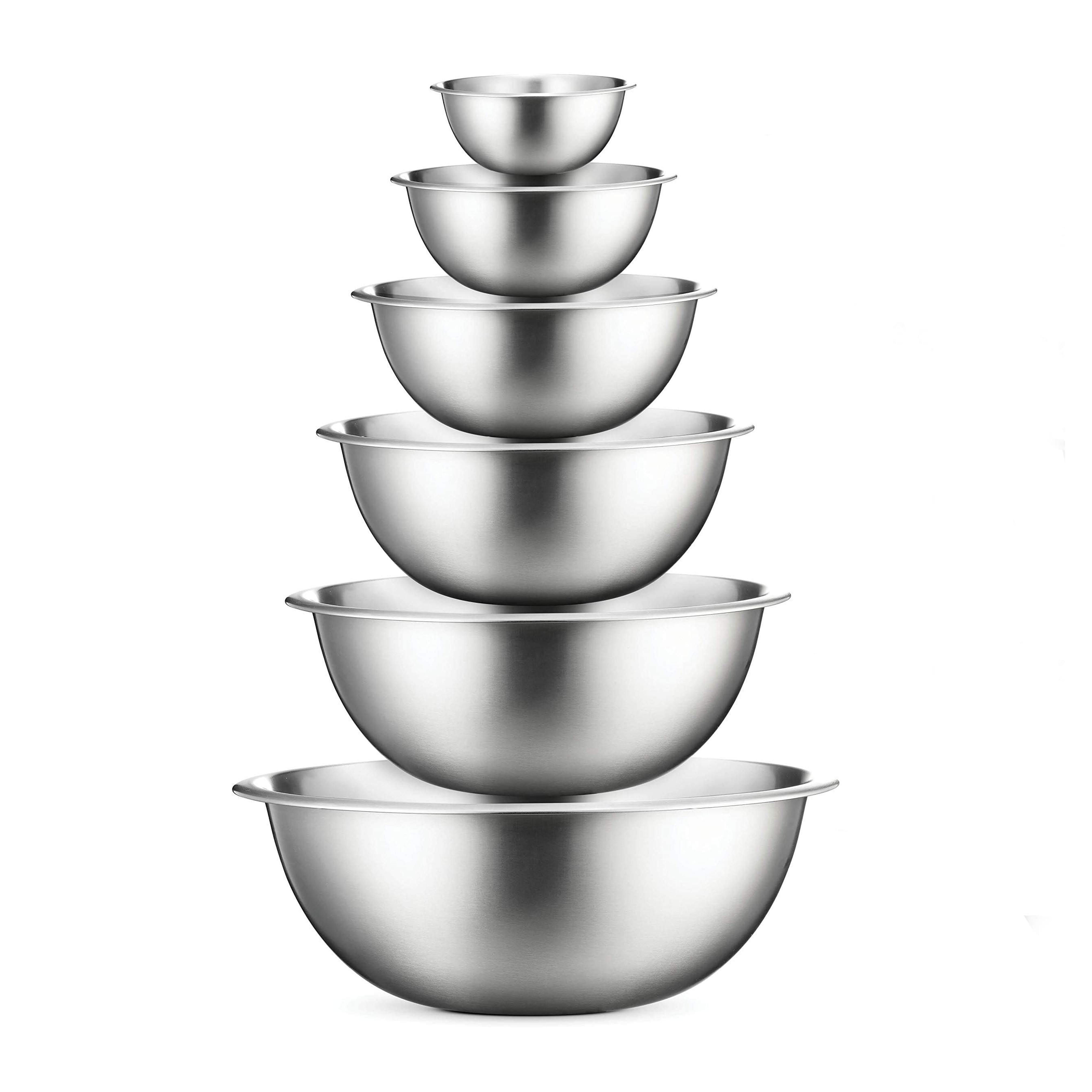 Amazon.com: FineDine Stainless Steel Mixing Bowls (Set of 6) - Easy To Clean, Nesting Bowls for Space Saving Storage, Great for Cooking, Baking, Prepping: Home & Kitchen