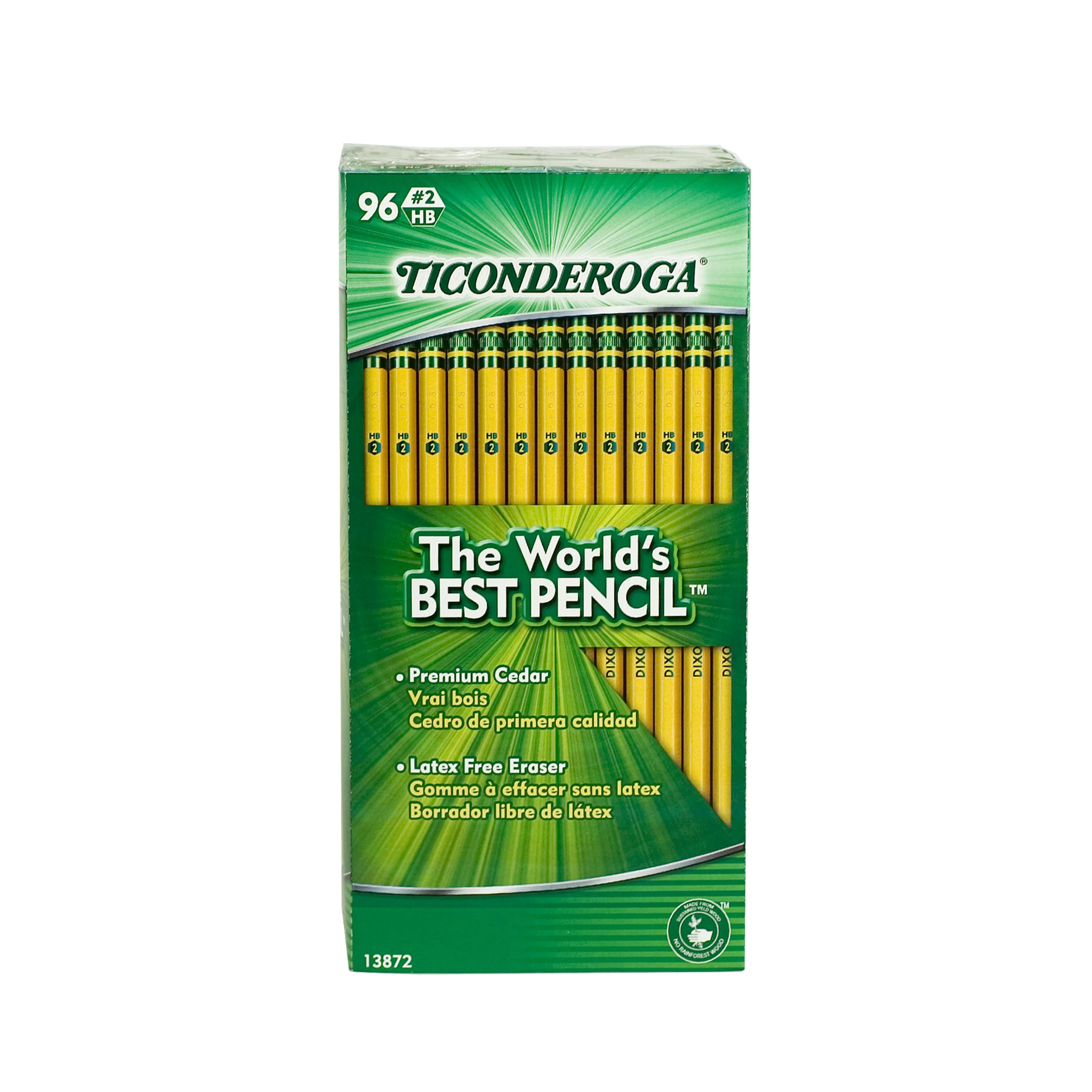 Ticonderoga Original Pencil, Number 2, Soft Tip, Yellow, Pack of 96 - Walmart.com