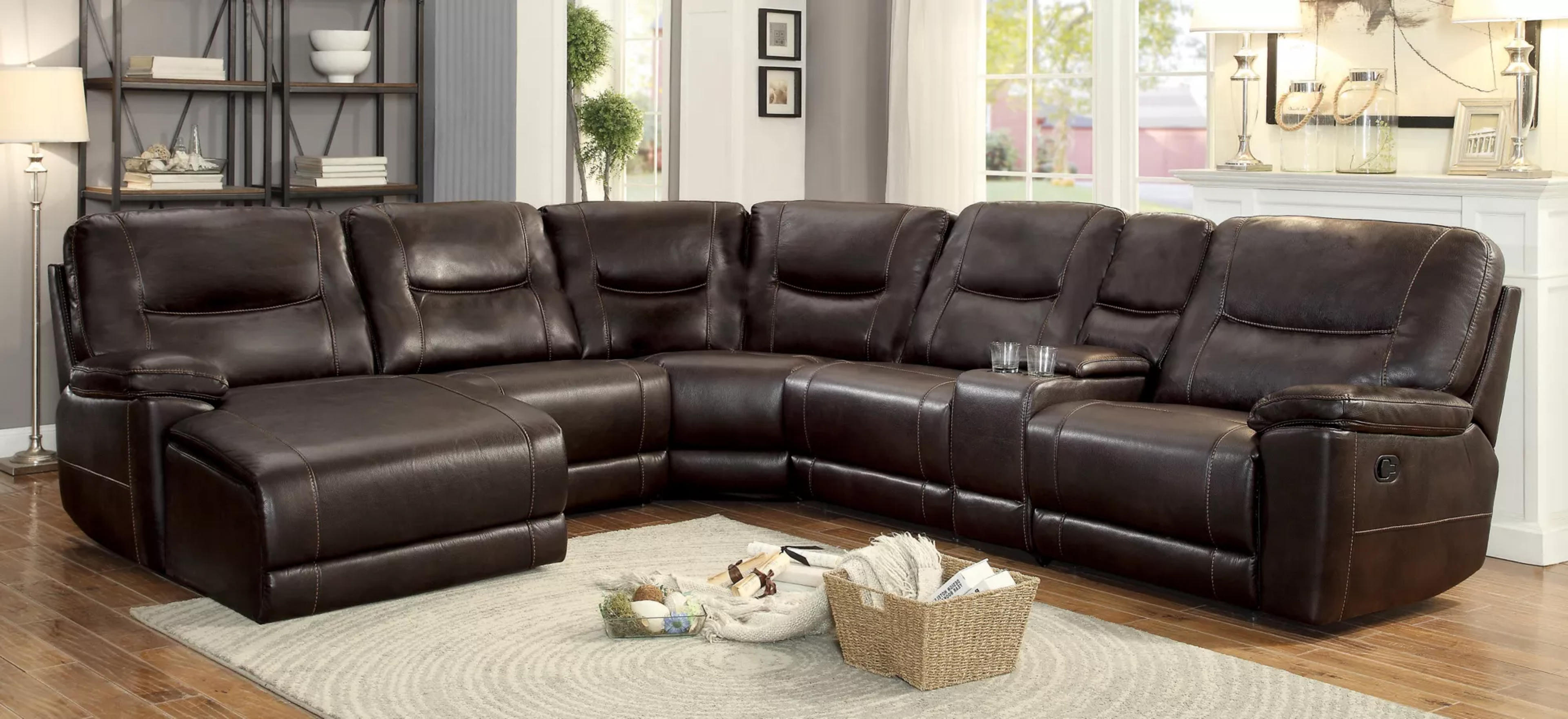 Emilio 6-Piece Modular Reclining Sectional with Left Chaise | Raymour & Flanigan