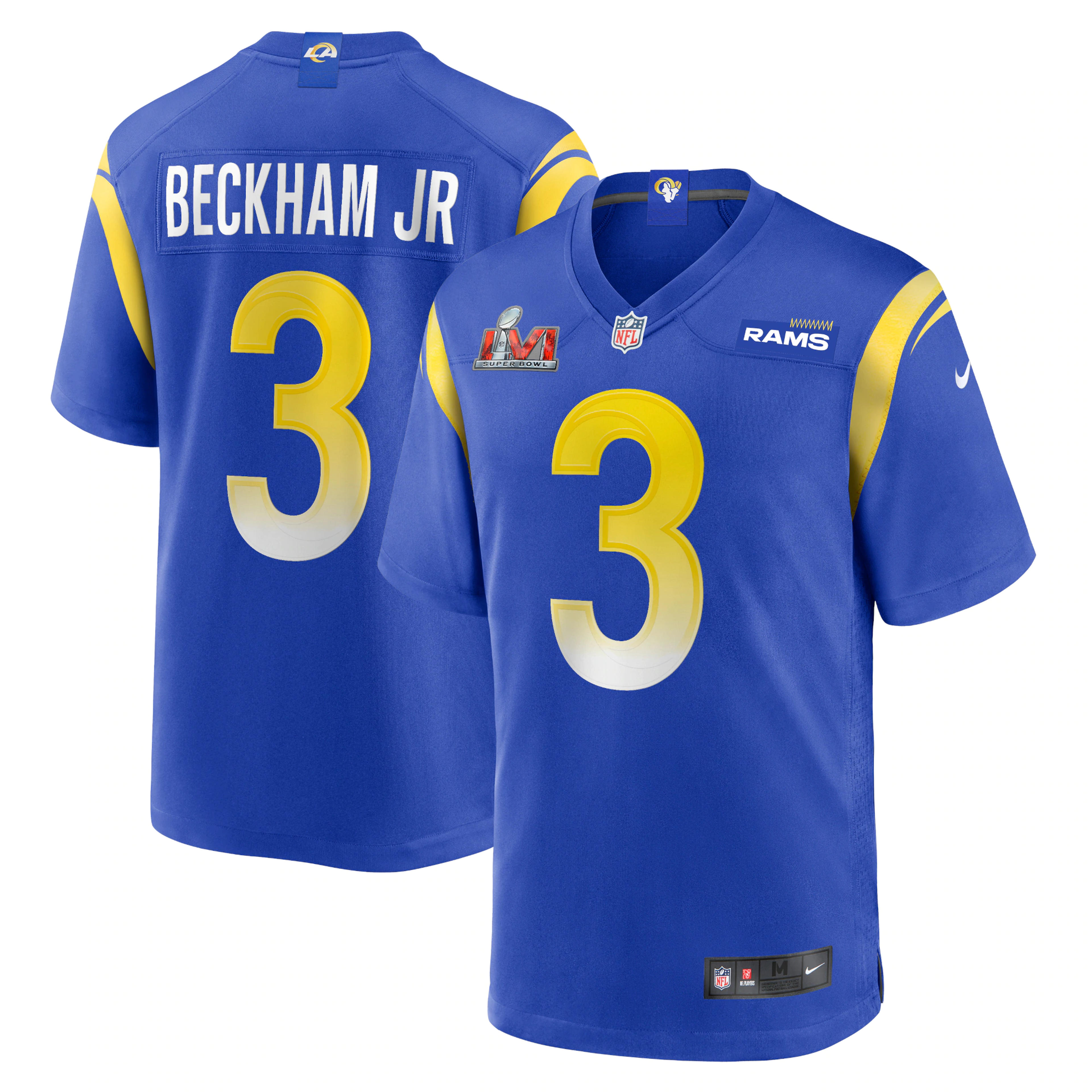 Men's Nike Odell Beckham Jr. Royal Los Angeles Rams Super Bowl LVI Game Patch Jersey