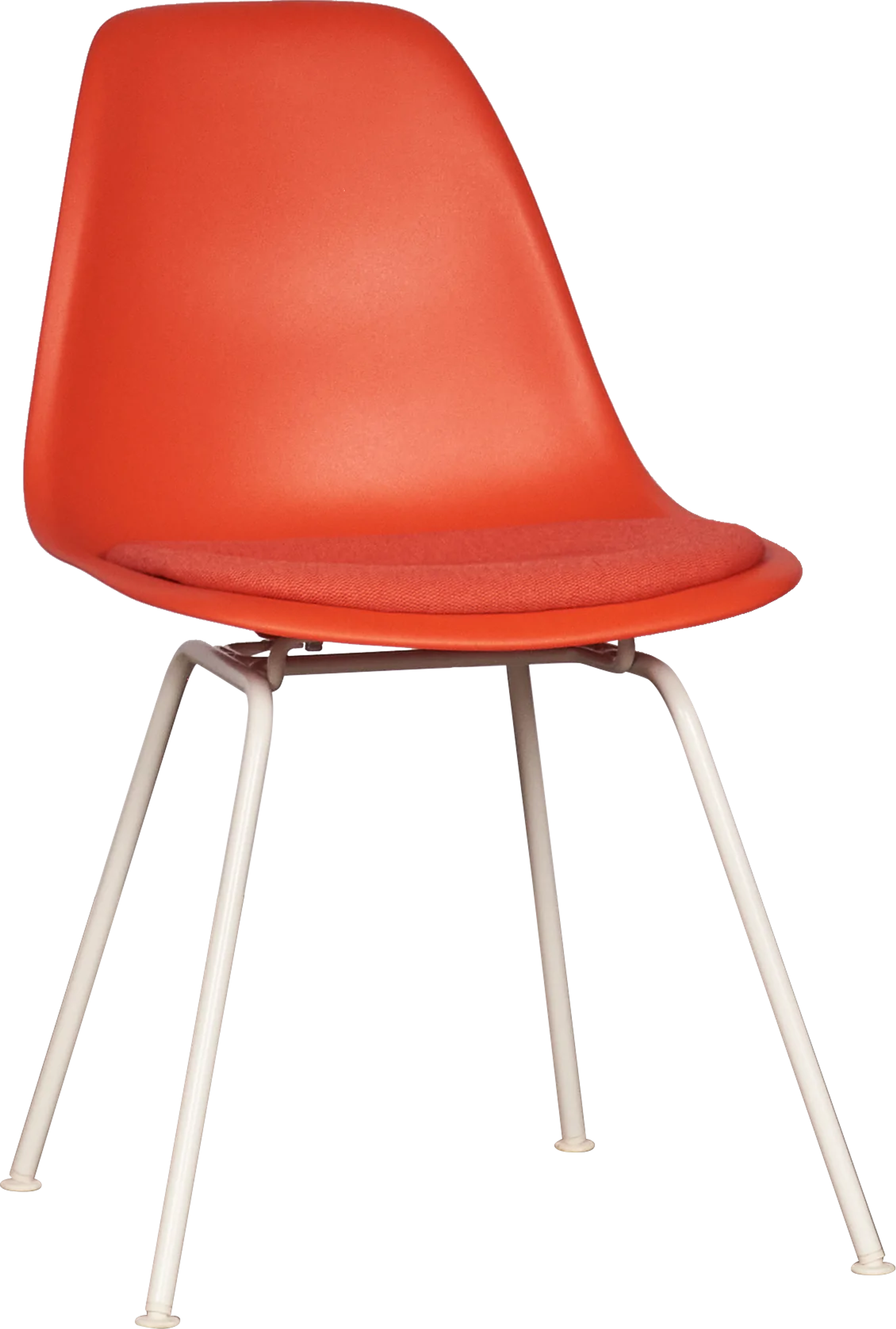 Eames Upholstered Molded Shell Side Chair – Red Orange With Heat