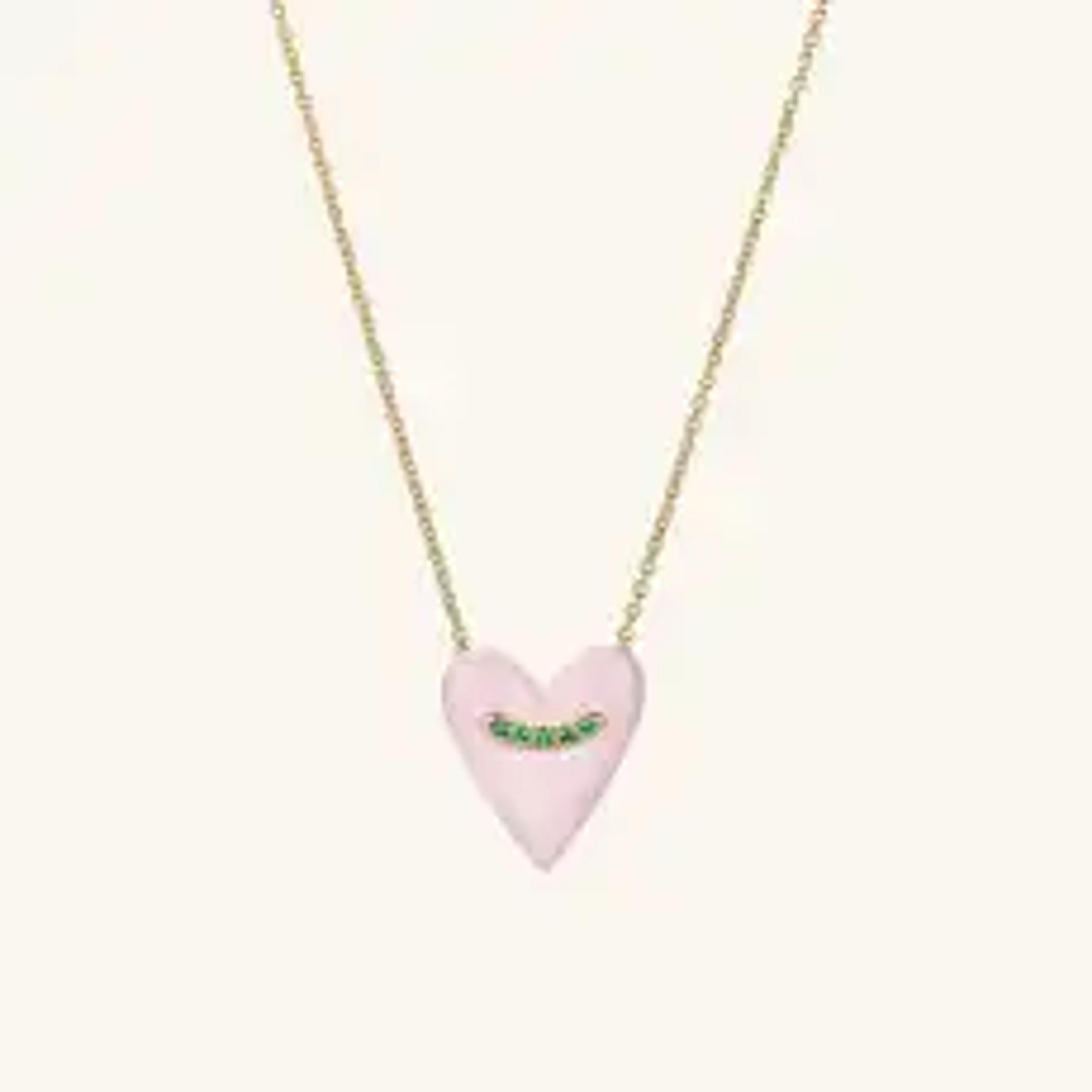 Heart Enamel Pendant Necklace Pink | Mejuri