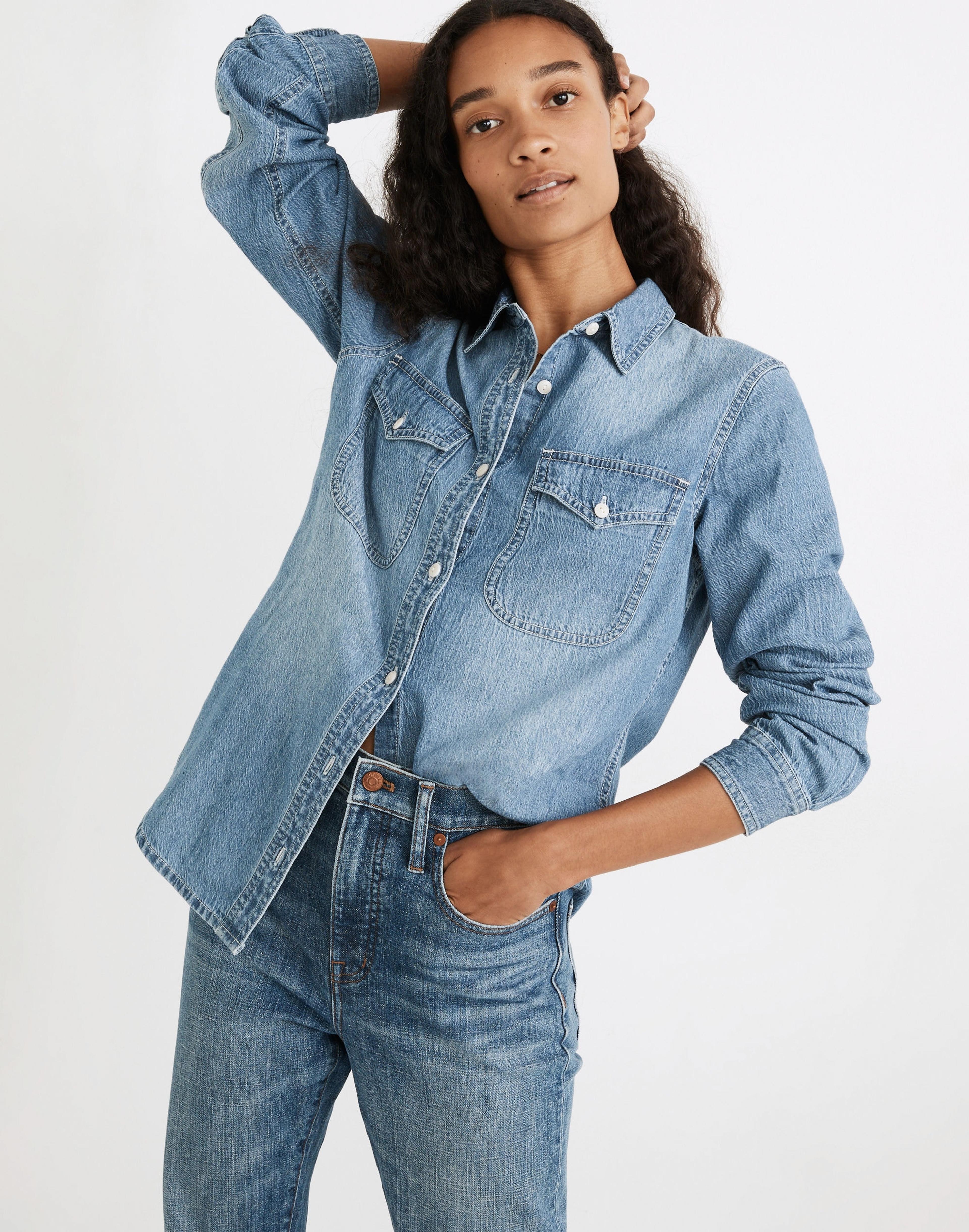 Denim Button-Up Shirt in Bluffton Wash