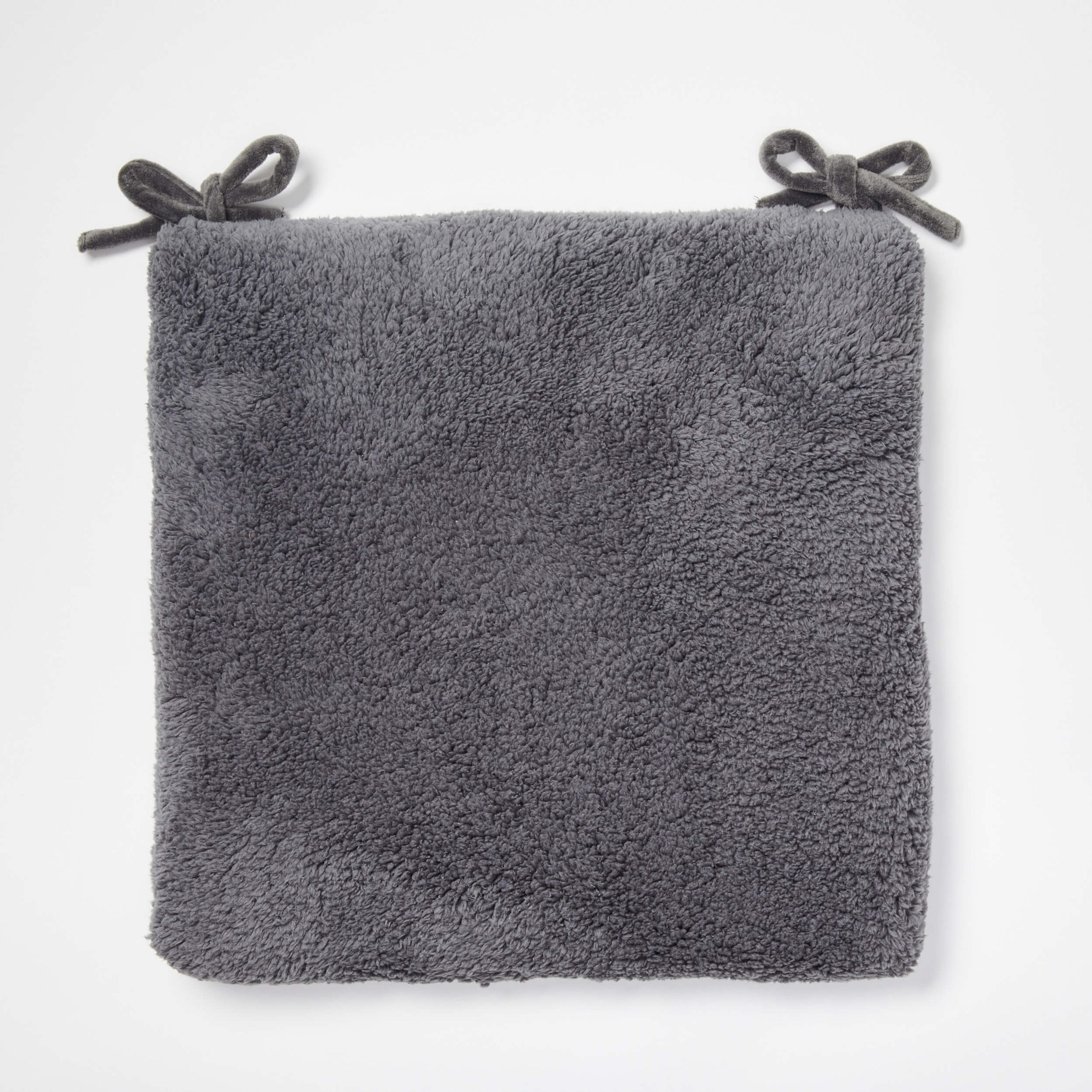 Josie Sherpa Seat Cushion | Dorm Essentials - Charcoal Grey - Dormify