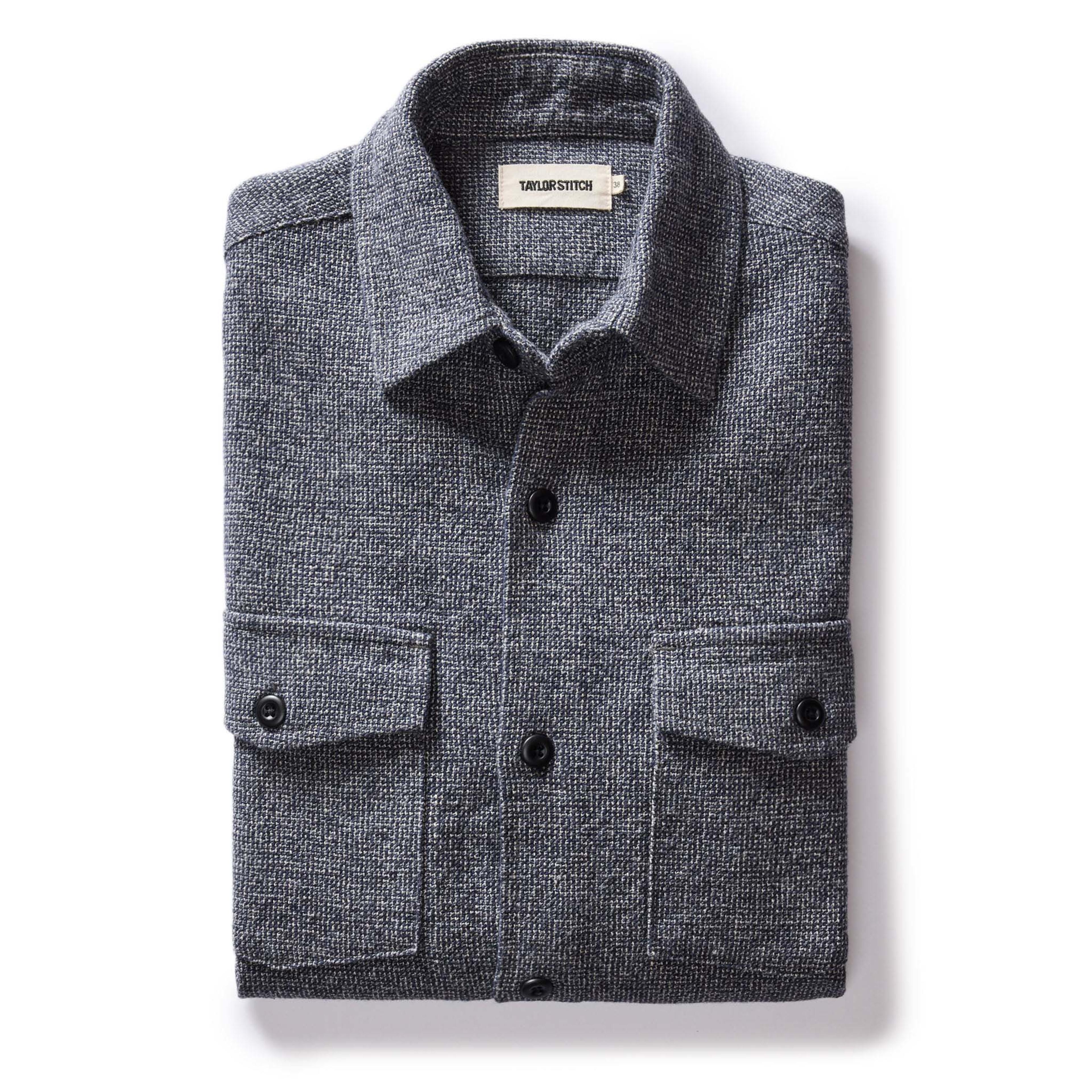 The Point Shirt in Heather Blue Linen Tweed | Taylor Stitch