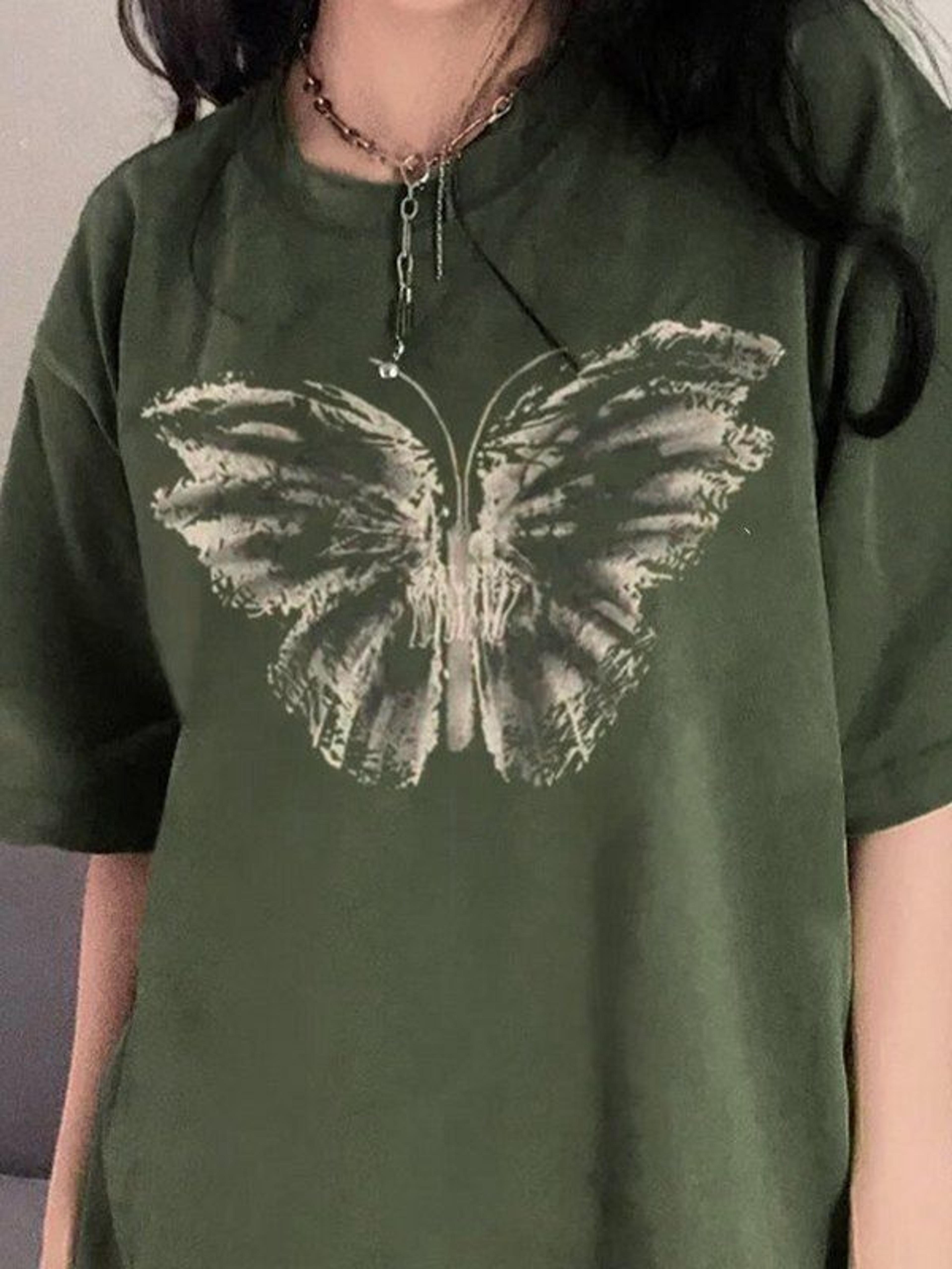 Vintage Butterfly Short Sleeve Graphic Oversized Tee