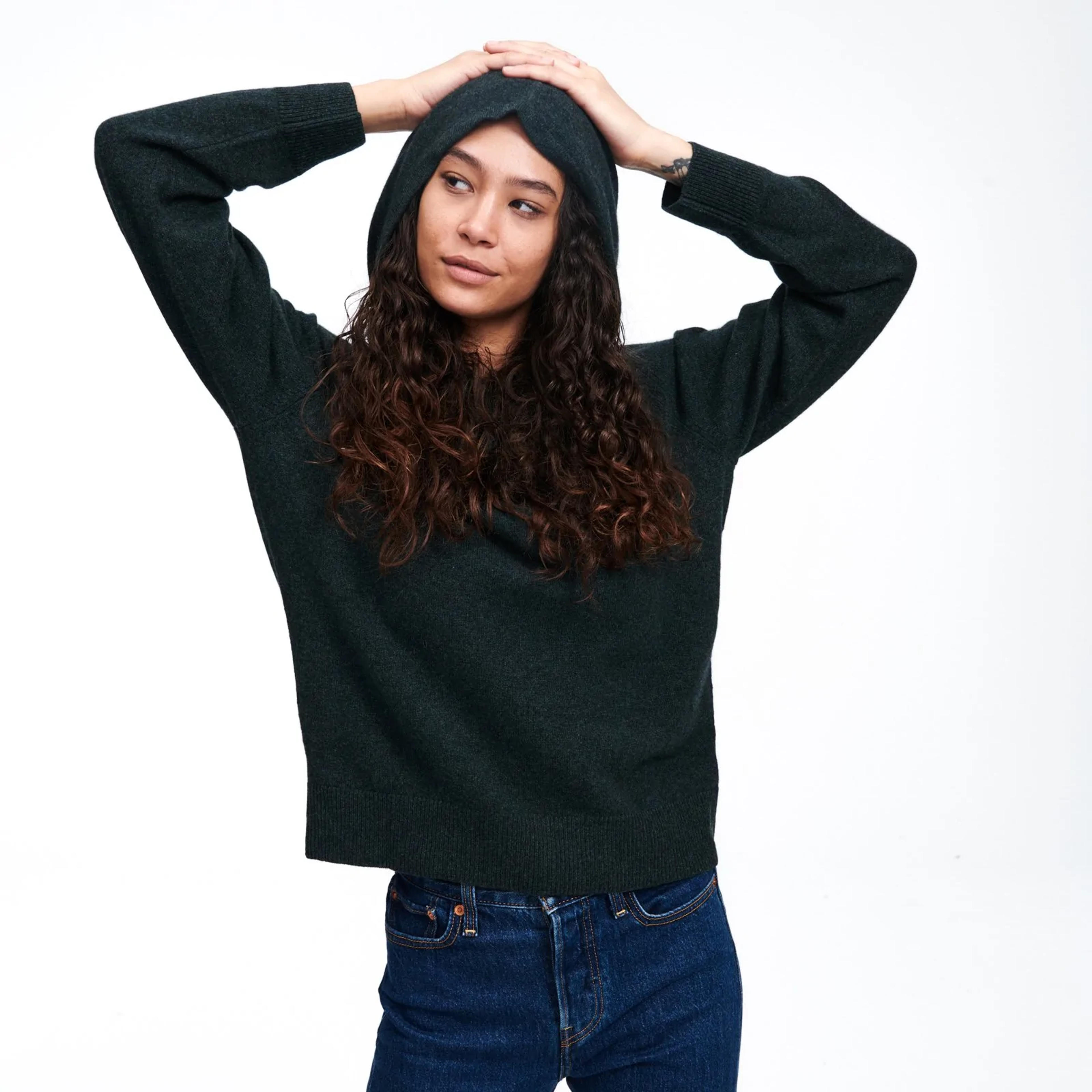 Recycled Cashmere Hoodie - Pine Green / XL