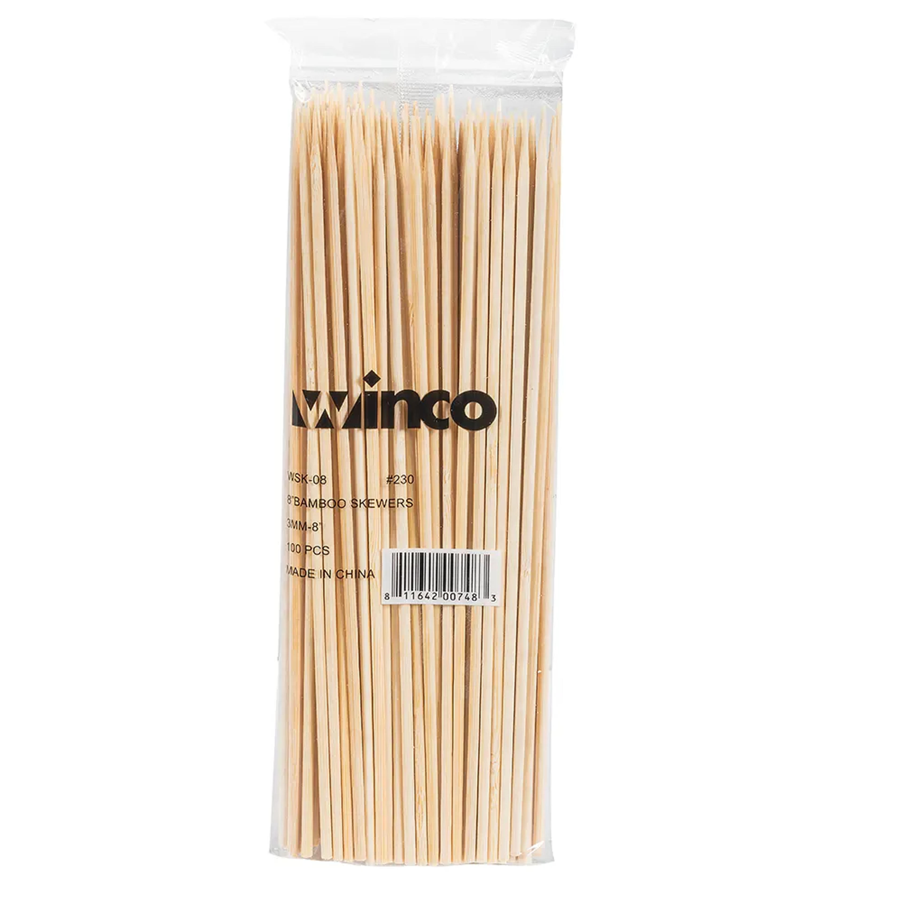 Winco WSK-08 8" Bamboo Skewers