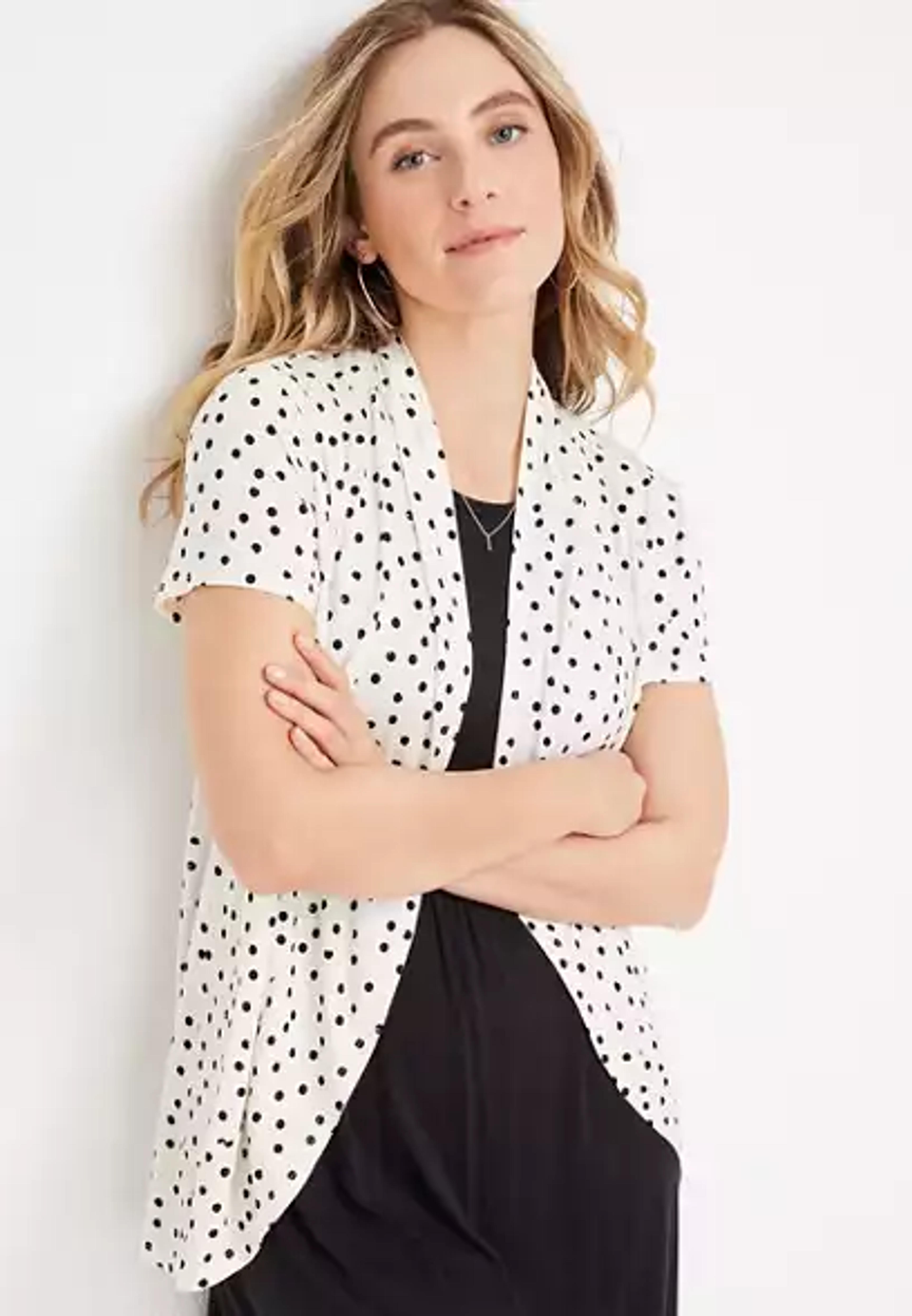 Cressa Polka Short Sleeve Dot Cardigan | maurices