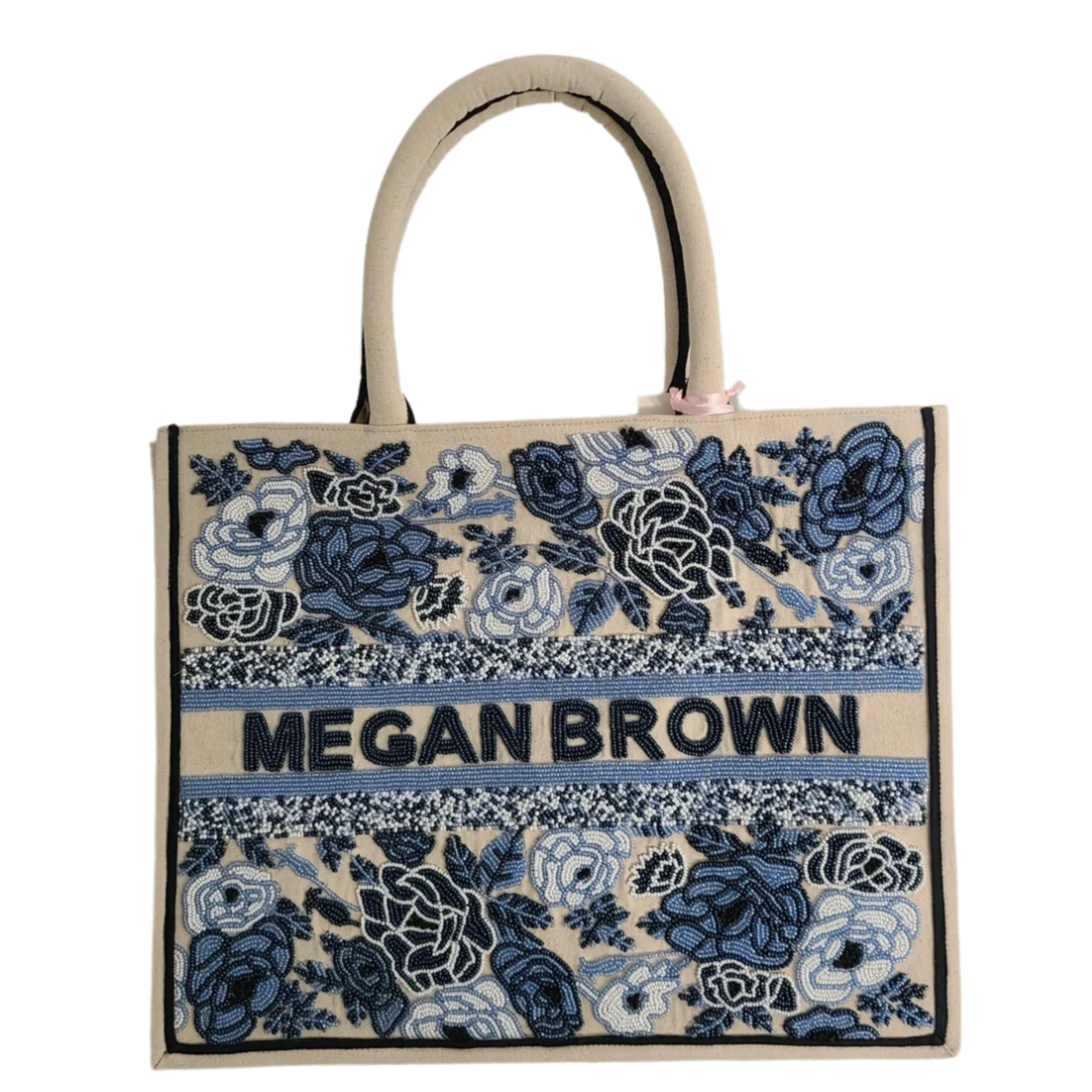 Floral Beaded Large Tote (Made to Order)