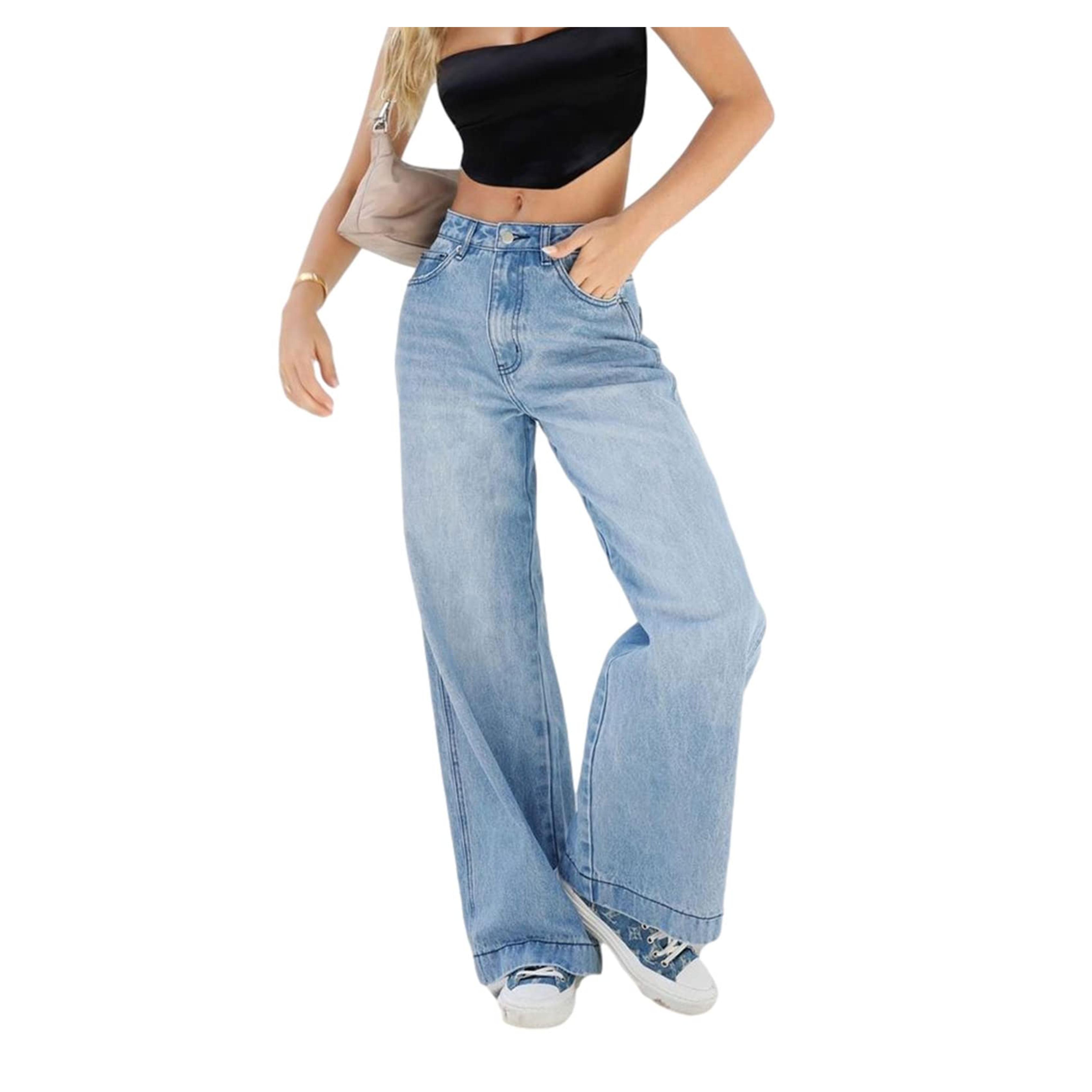 XBTCLXEBCO Women's High Waisted Wide Leg Jeans Straight Denim Pants Casual Baggy Trousers Streetwear Fashion