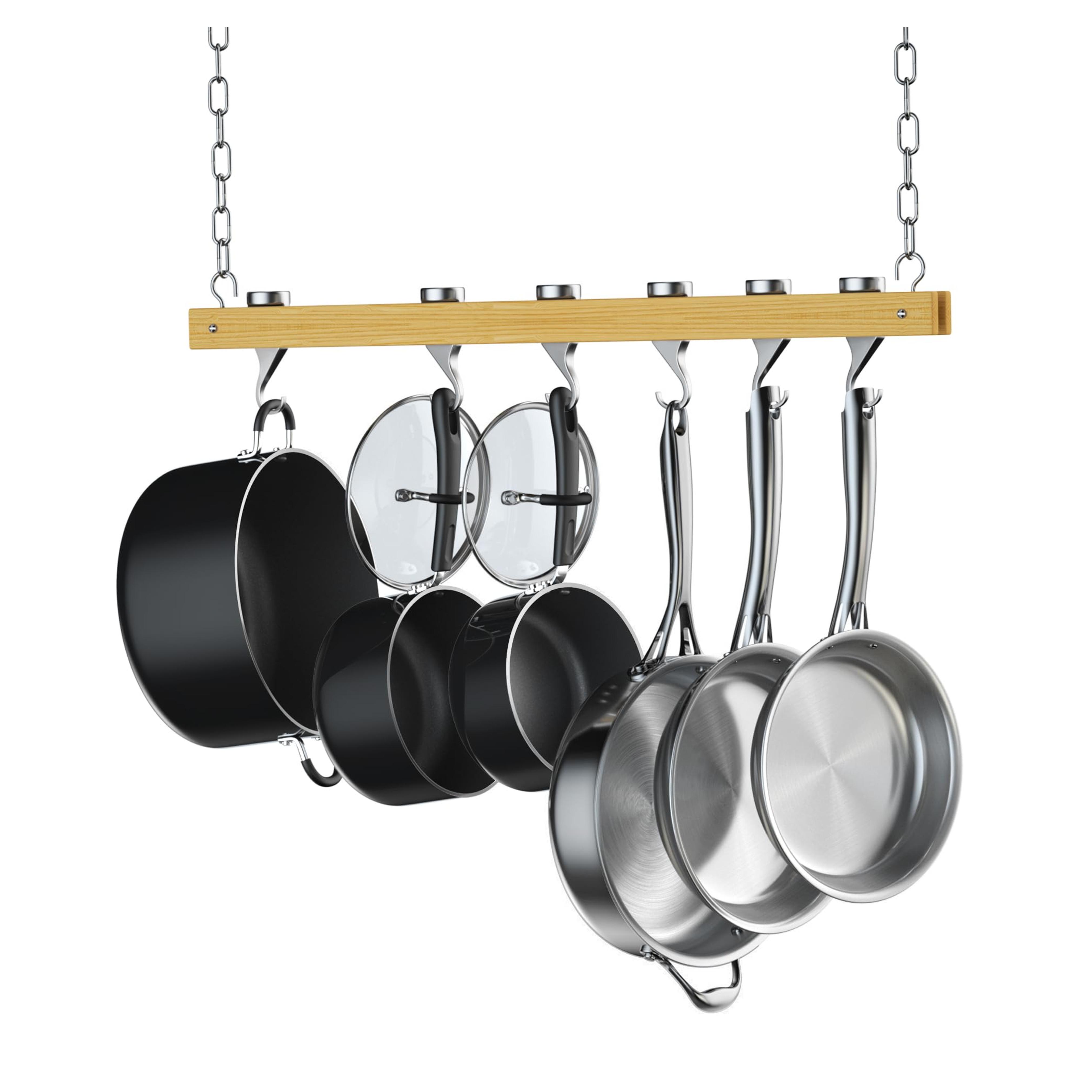 Cooks Standard NC-00269 Standard, Single Bar, 36-Inch Ceiling Mounted Wooden Pot Rack, Brown