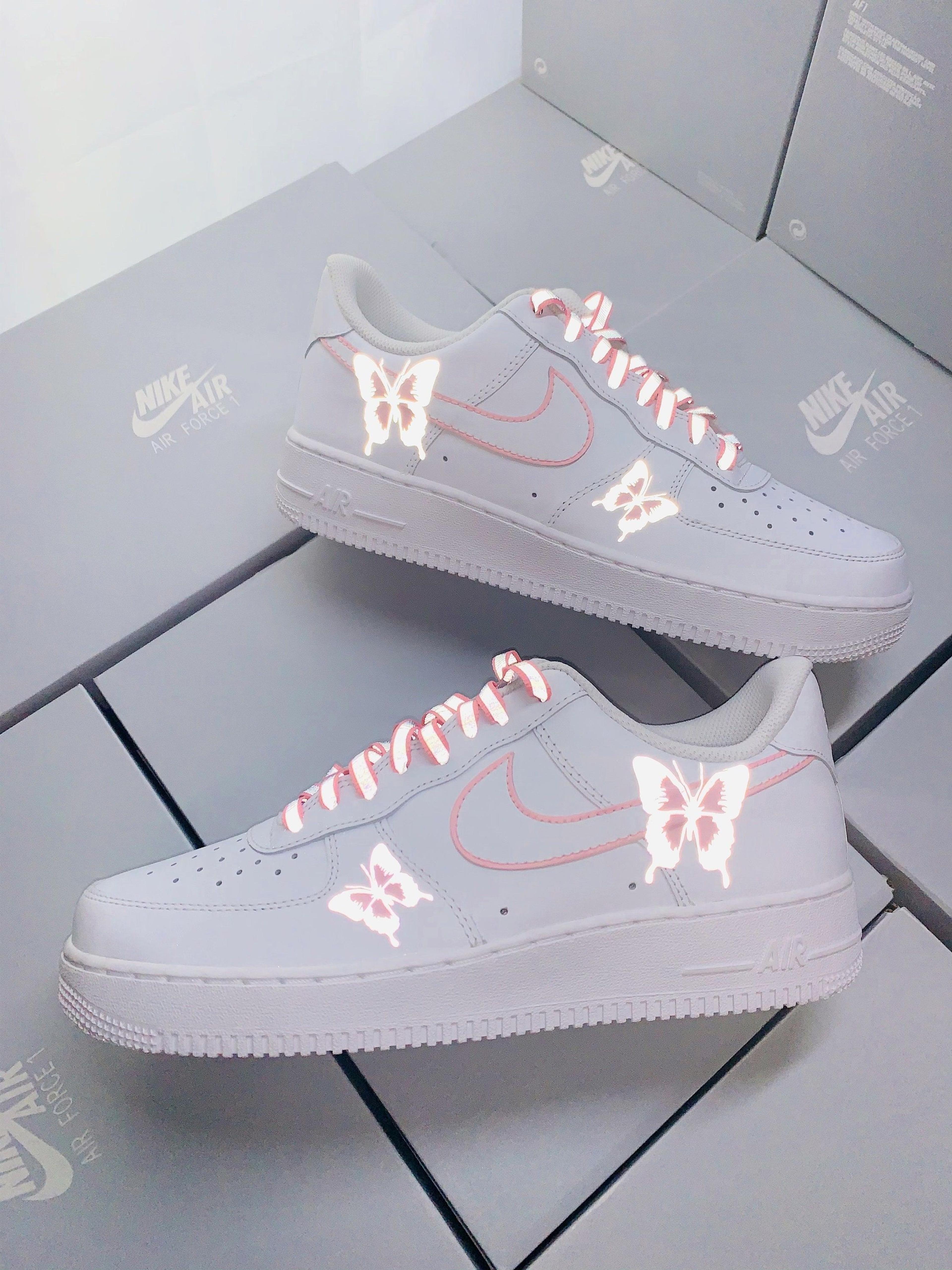 Reflective Two Tone Pink Butterfly Nike Air Force 1