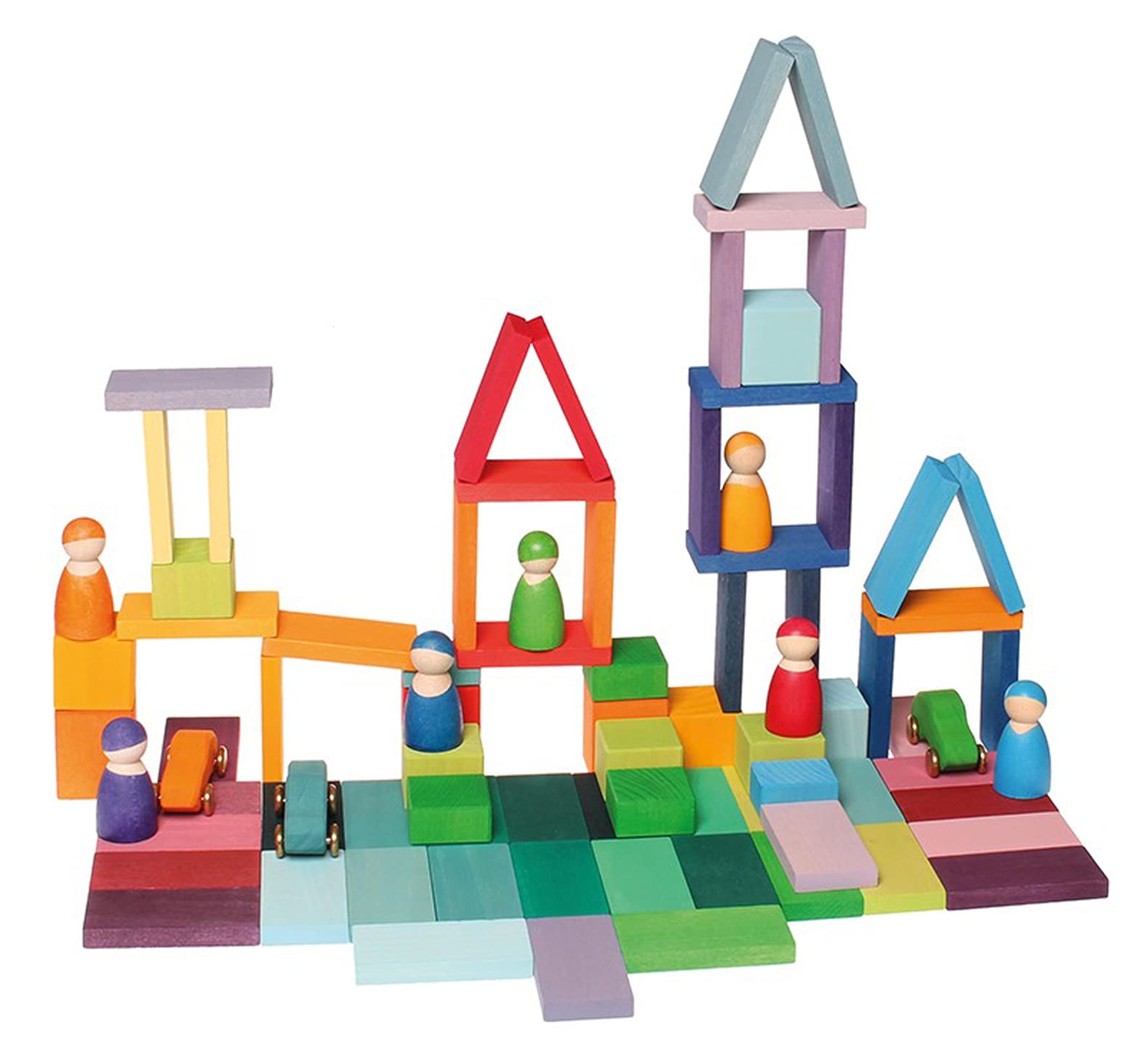 Grimm's Color Charts Rally Building Blocks Set, 72 pcs