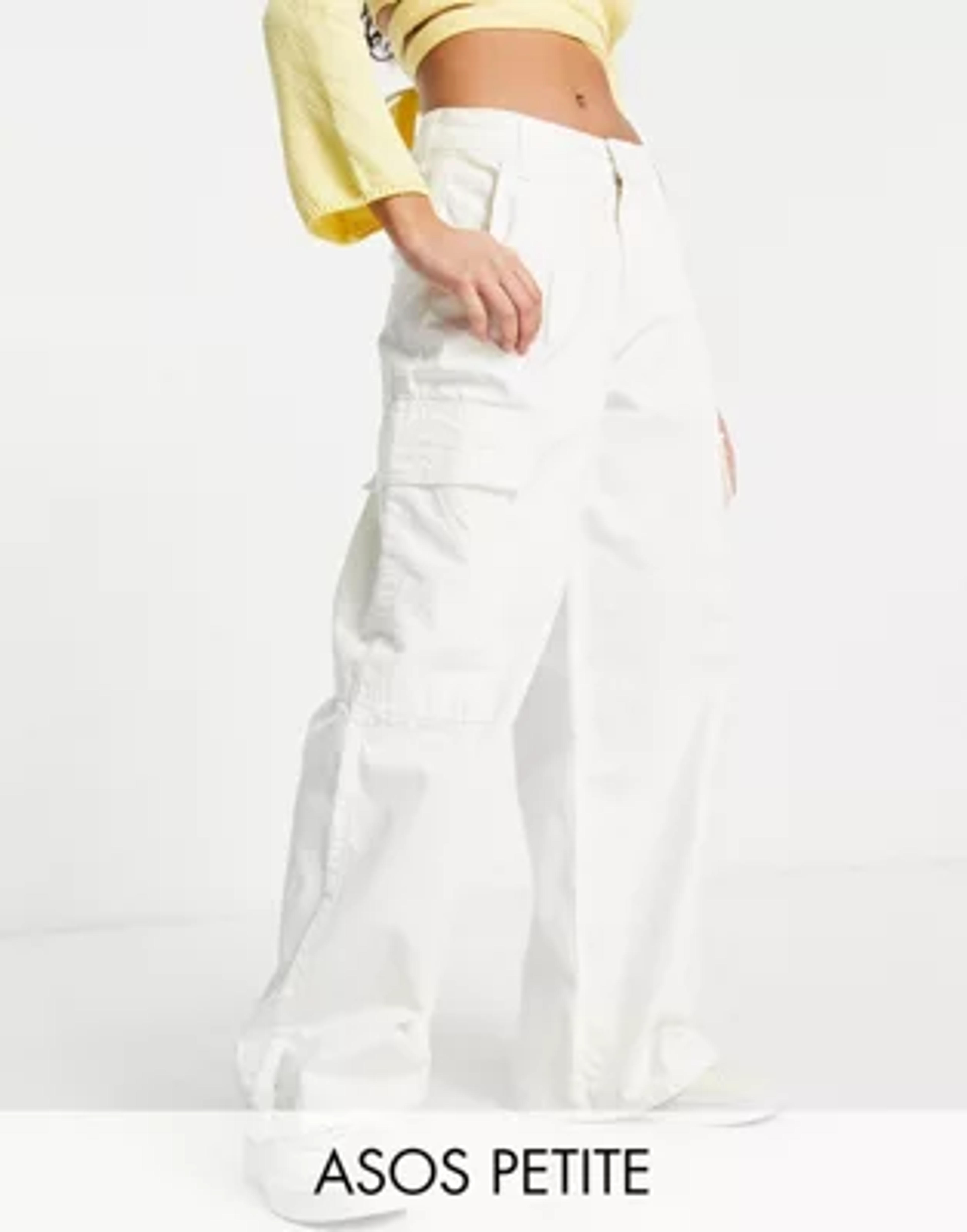 ASOS DESIGN Petite oversized cargo pants in ecru | ASOS