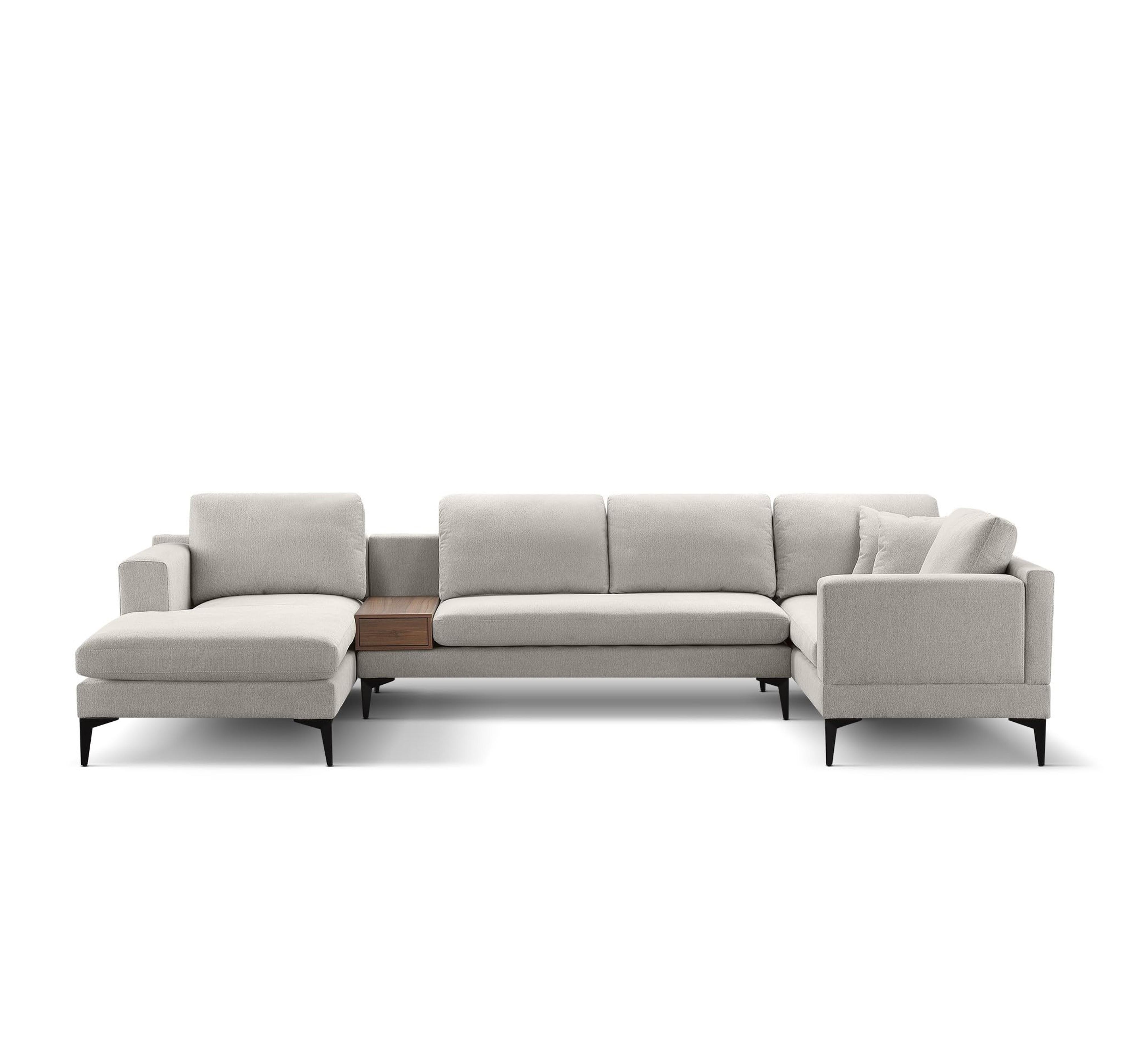 Amazon.com: GoDoco Modern U-Shaped and L-Shaped upholstered sectional Couch Sofa Set,mid-Century Style Modern Corner Multi-Person Sofa with Recliner and Mini Coffee Table (Champagne, U-Shape) : Home & Kitchen