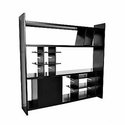 Satin black bookcase with modular interior, 80s | intOndo
