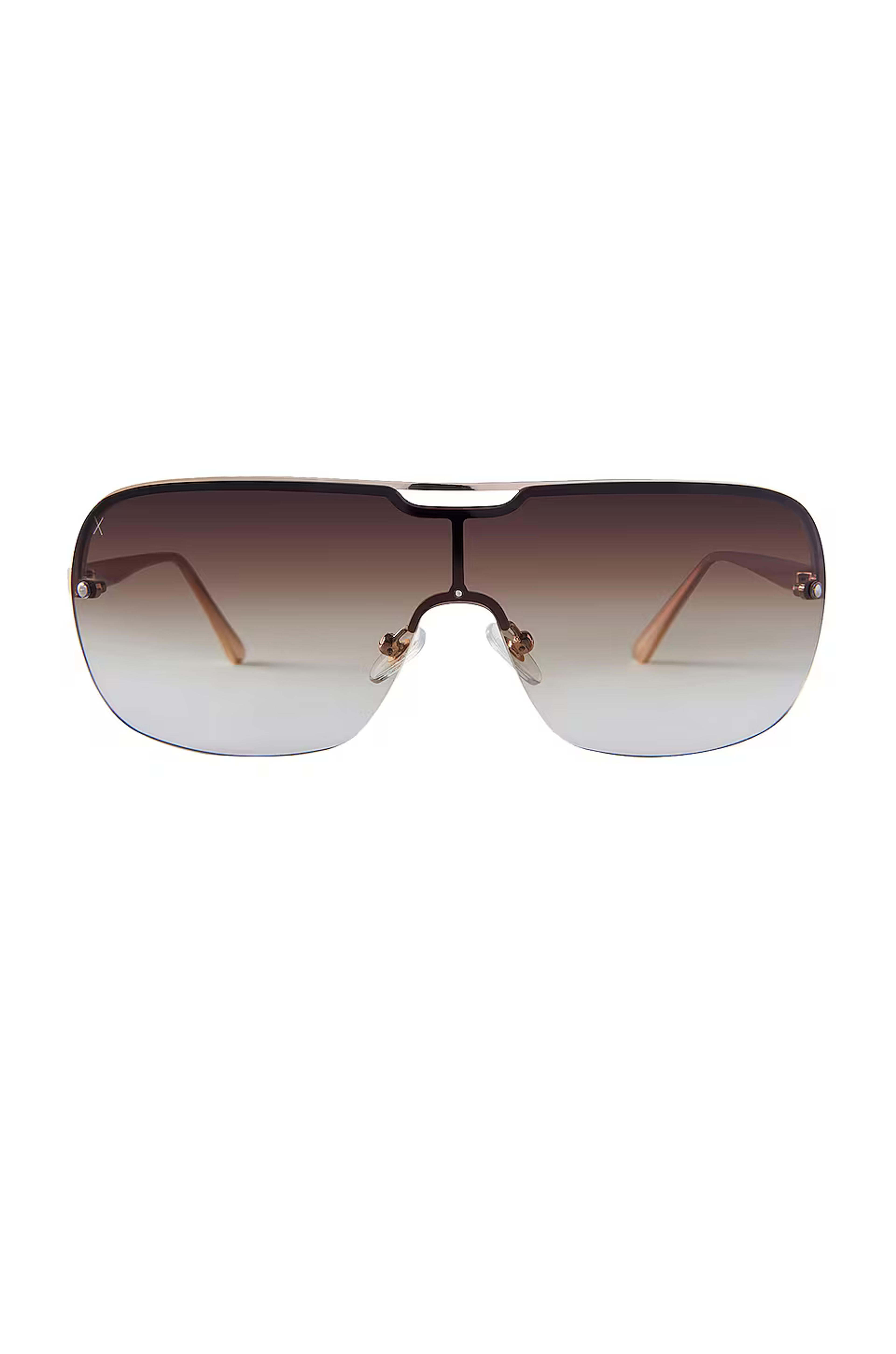 dime optics Wilshire in Shiny Gold & Sharp Dark Brown | REVOLVE