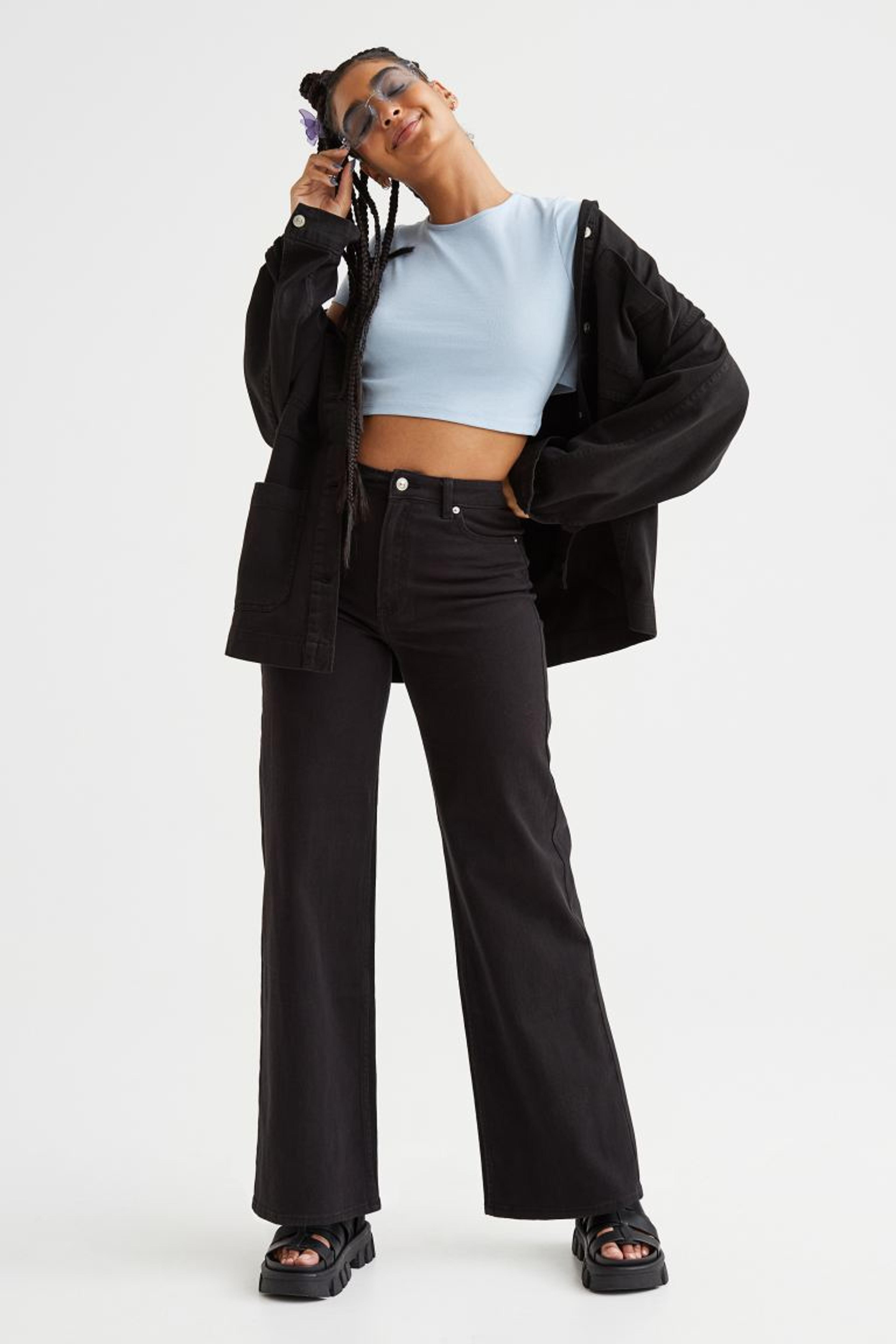 Wide-leg Twill Pants