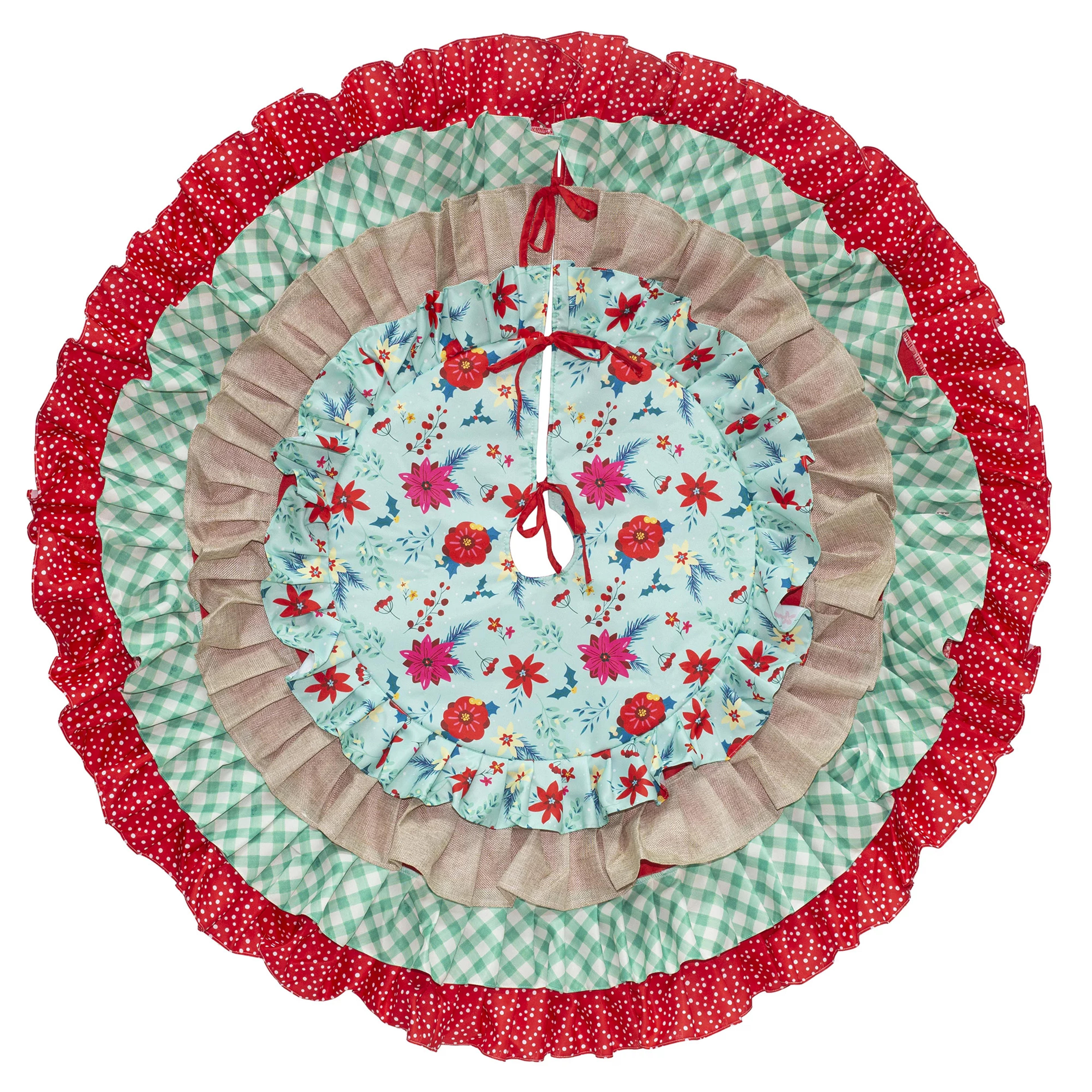 The Pioneer Woman 4-Tier Ruffle Multi-color Polyester Christmas Tree Skirt, 48" - Walmart.com