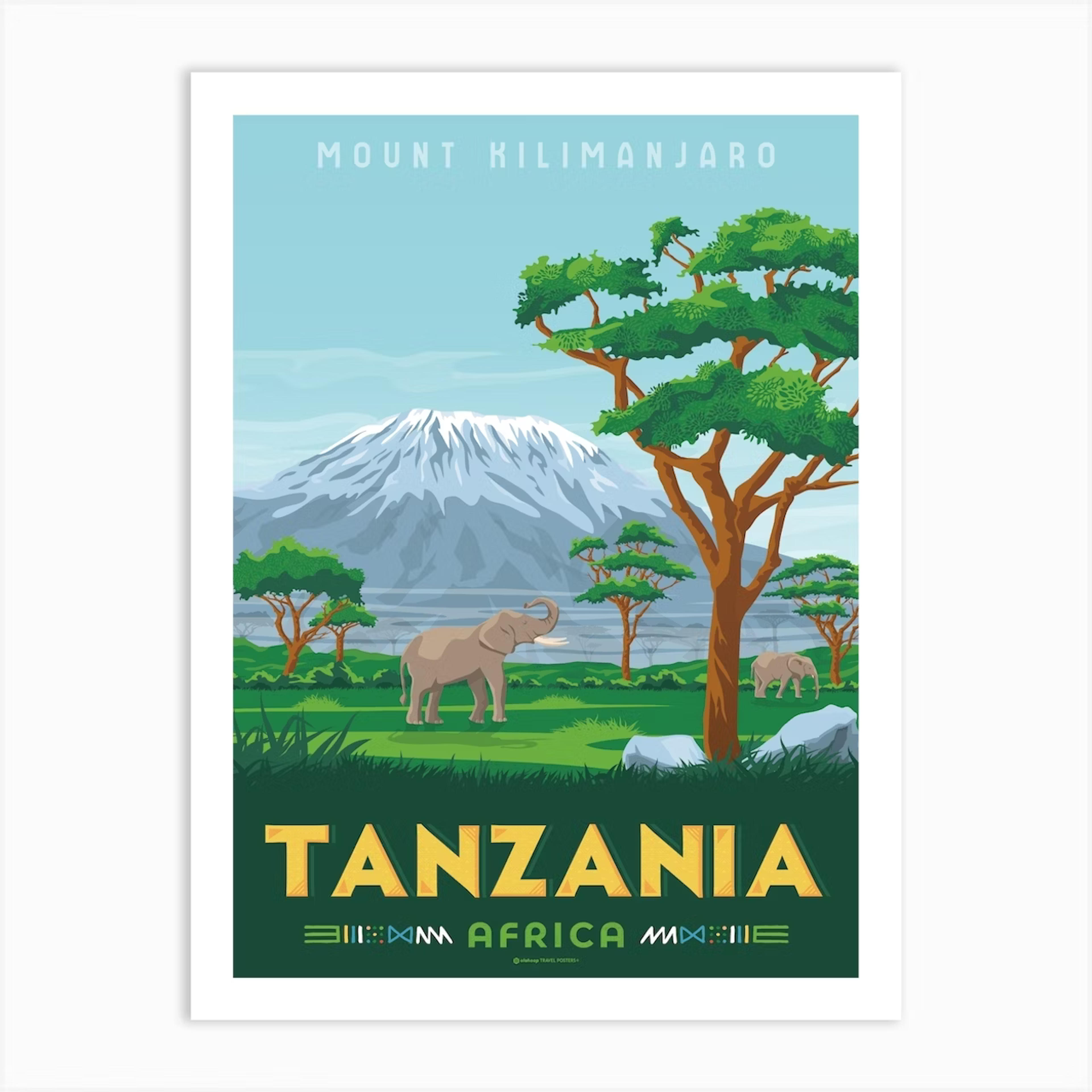 Tanzania Mount Kilimanjaro Africa Art Print by Olahoop Travel Posters - Fy