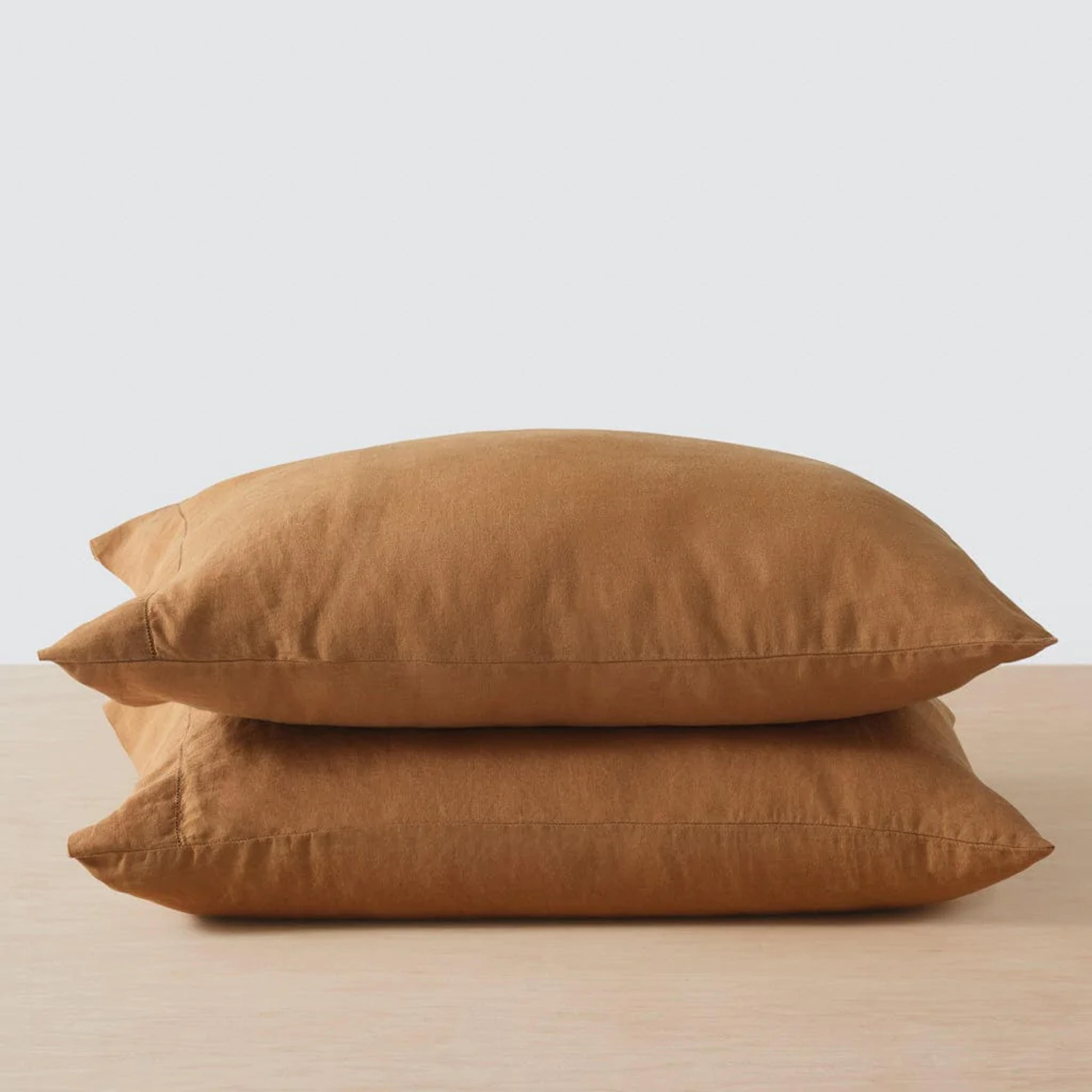 Stonewashed Linen Pillowcases - King Set / Camel