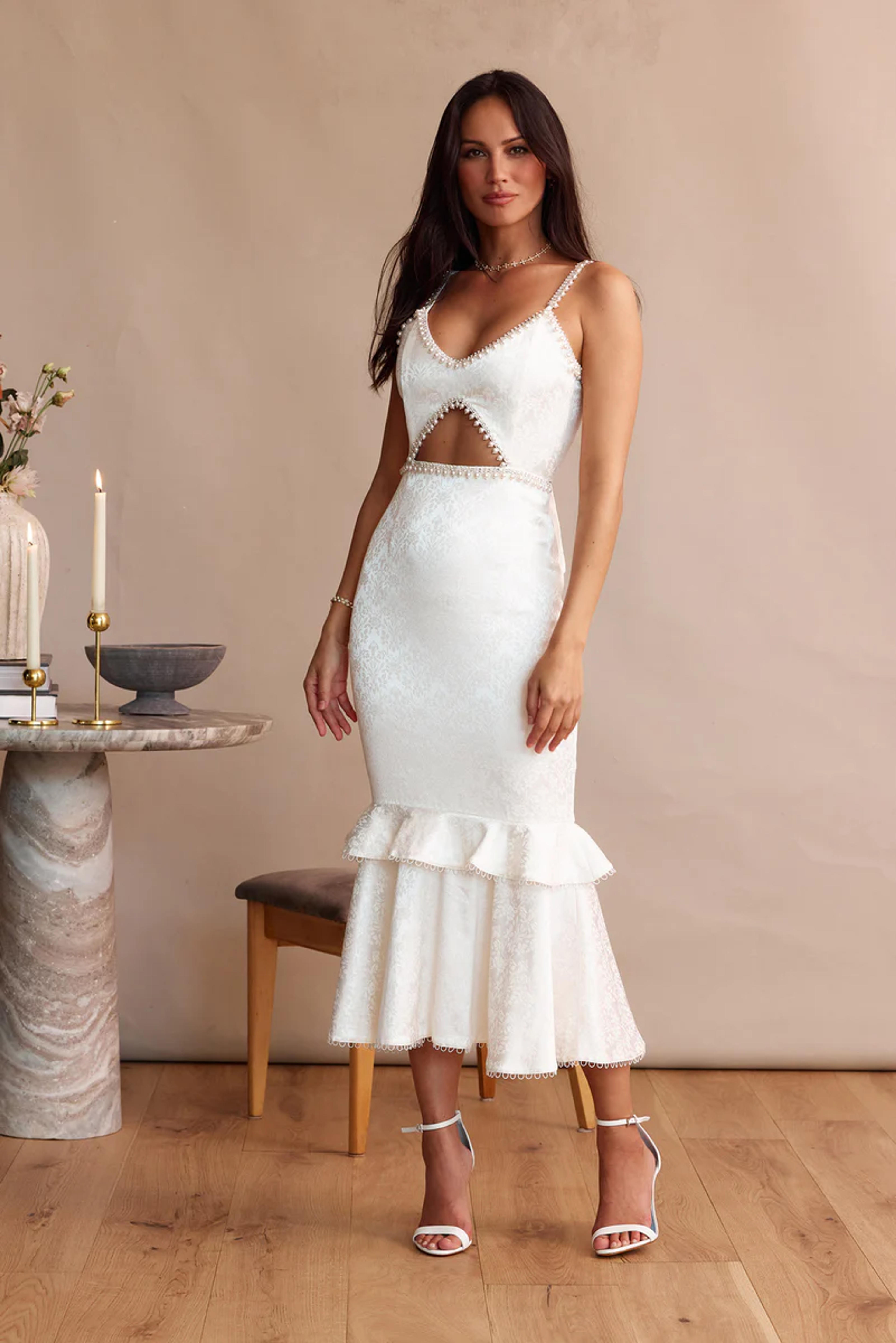 The Luna Dress in White Mini Floral Brocade – V. Chapman