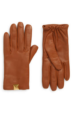 Valentino Garavani Roman Stud Cashmere Lined Leather Gloves | Nordstrom