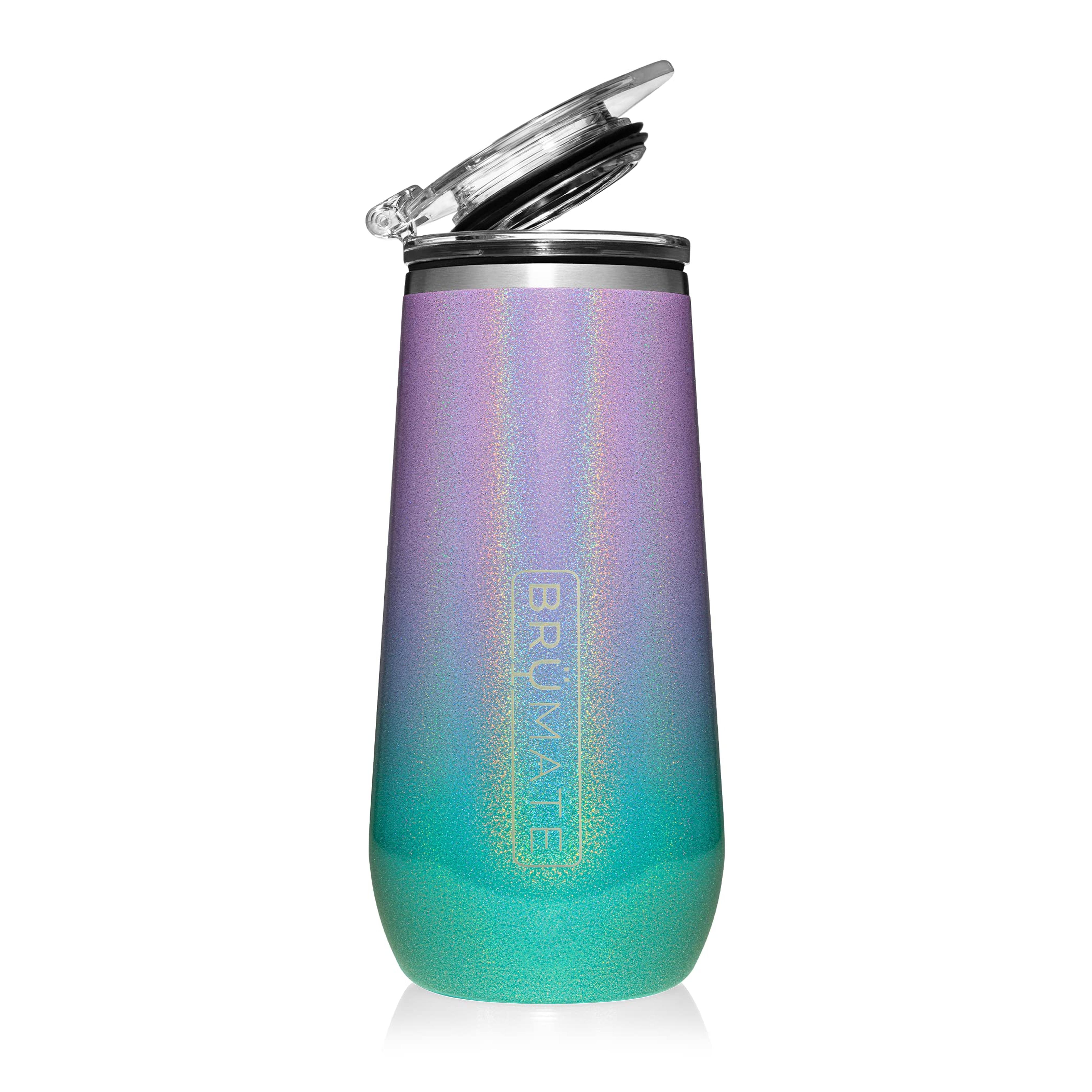 Amazon.com | BrüMate 12oz Insulated Champagne Flute With Flip-Top Lid - Made With Vacuum Insulated Stainless Steel (Glitter Mermaid): Champagne Glasses