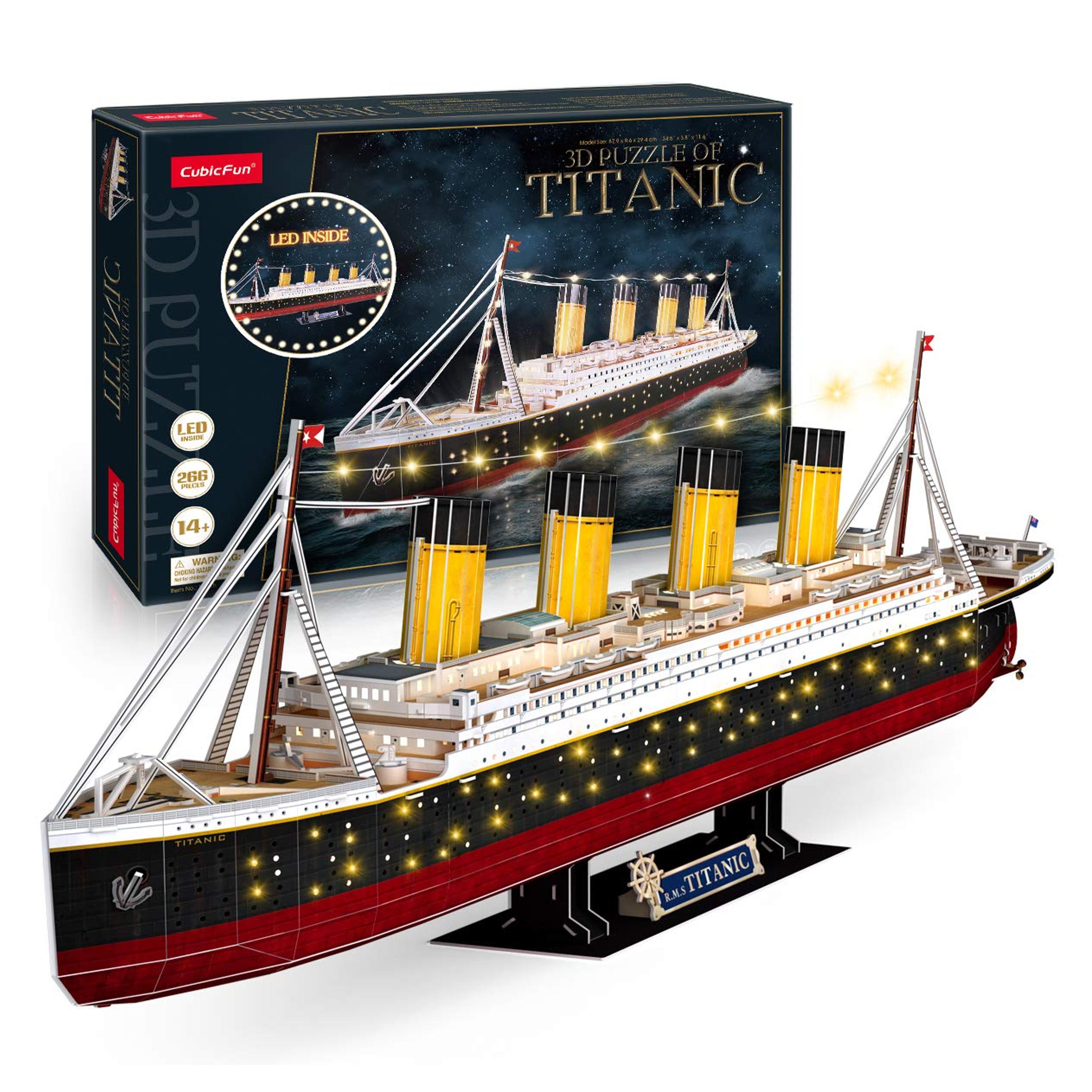 3D Puzzles for Adults LED Titanic 35'' Large Ship Model Craft Kits Titanic Arts and Crafts for Adults Wedding Anniversary Valentines Day Gifts for Him Her Couple Long Distance Relationships Gifts