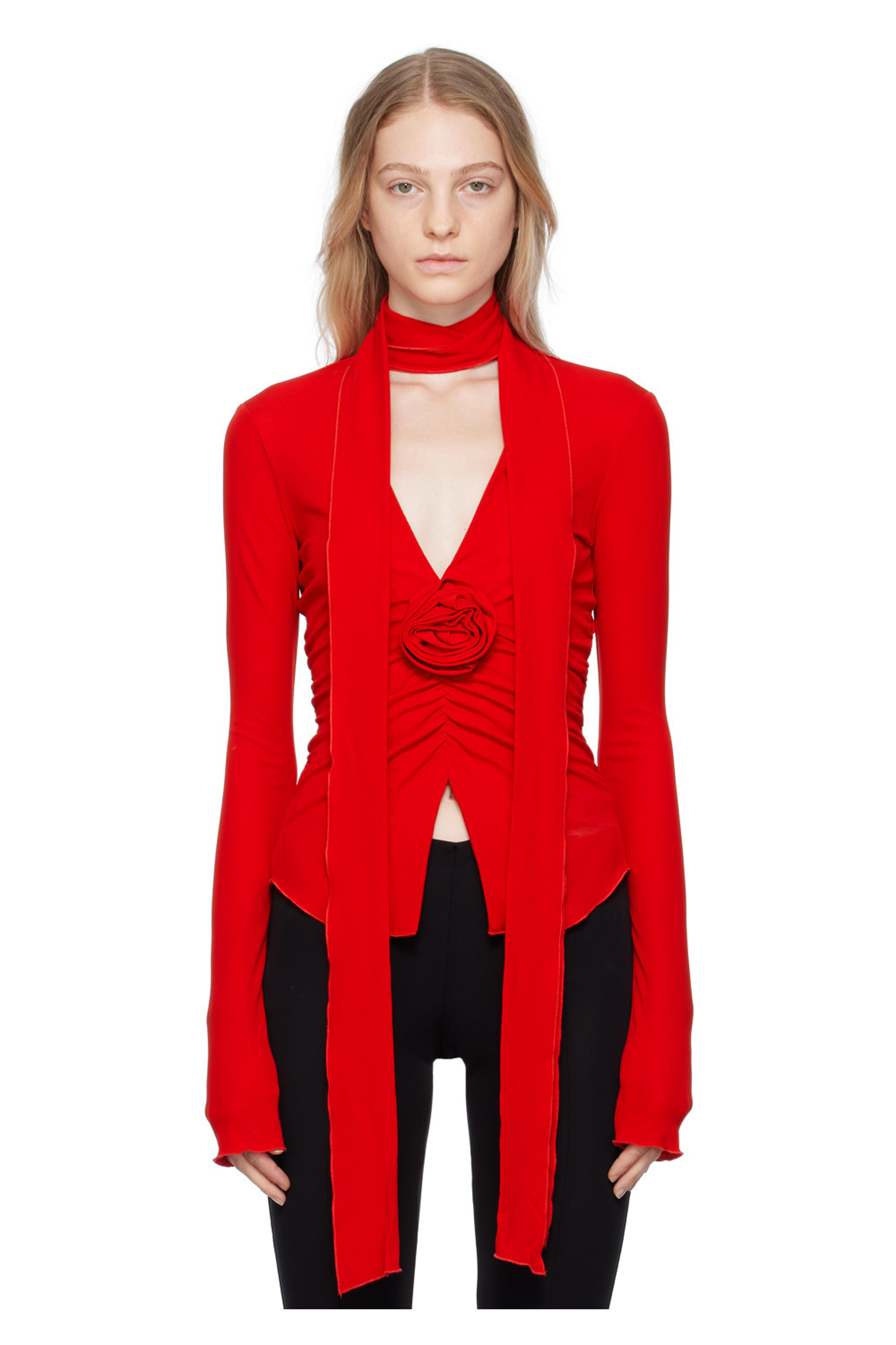 Blumarine: Red Floral Blouse | SSENSE