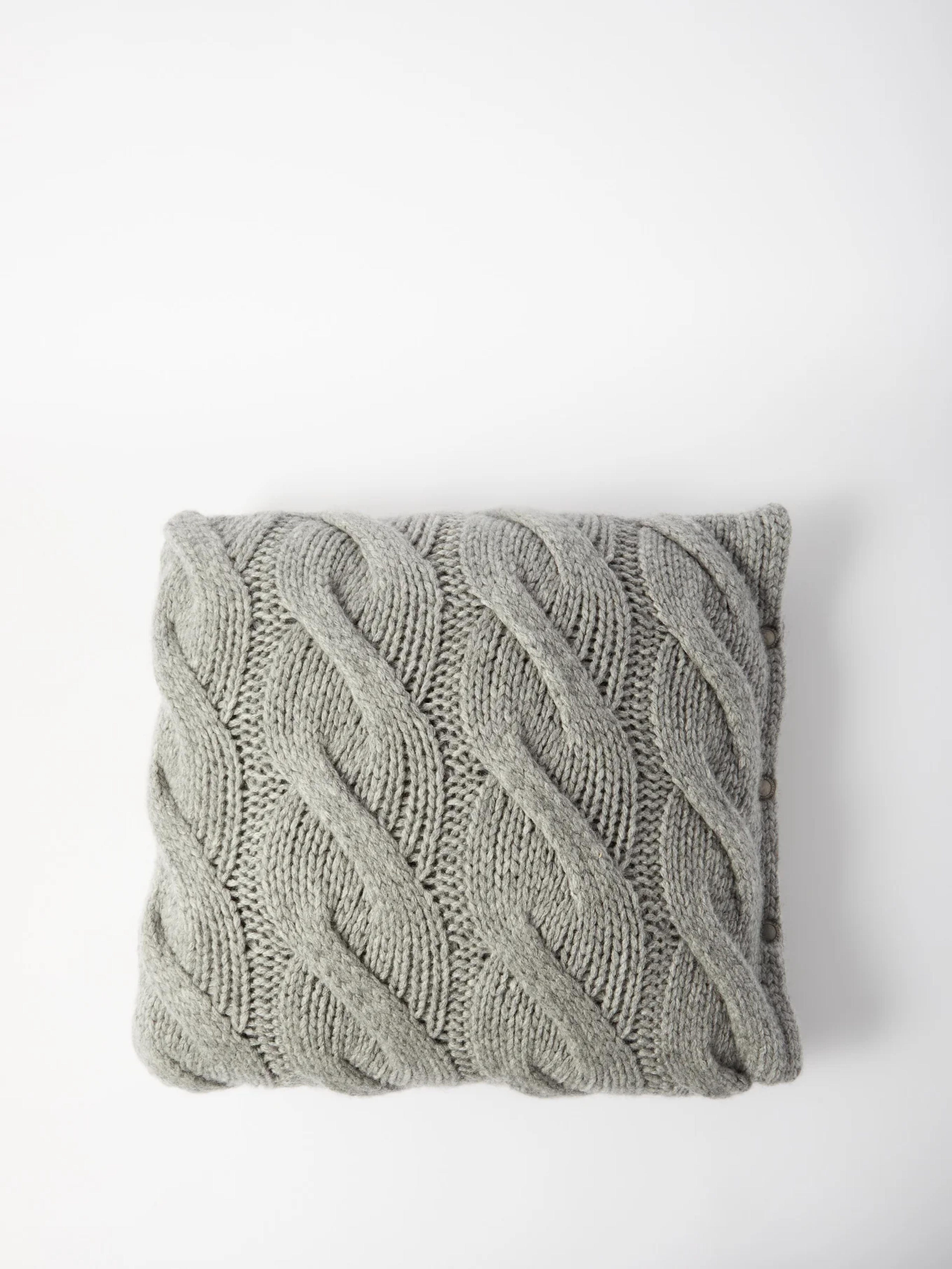 Grey Cable-knit cashmere cushion | Brunello Cucinelli | MATCHESFASHION US