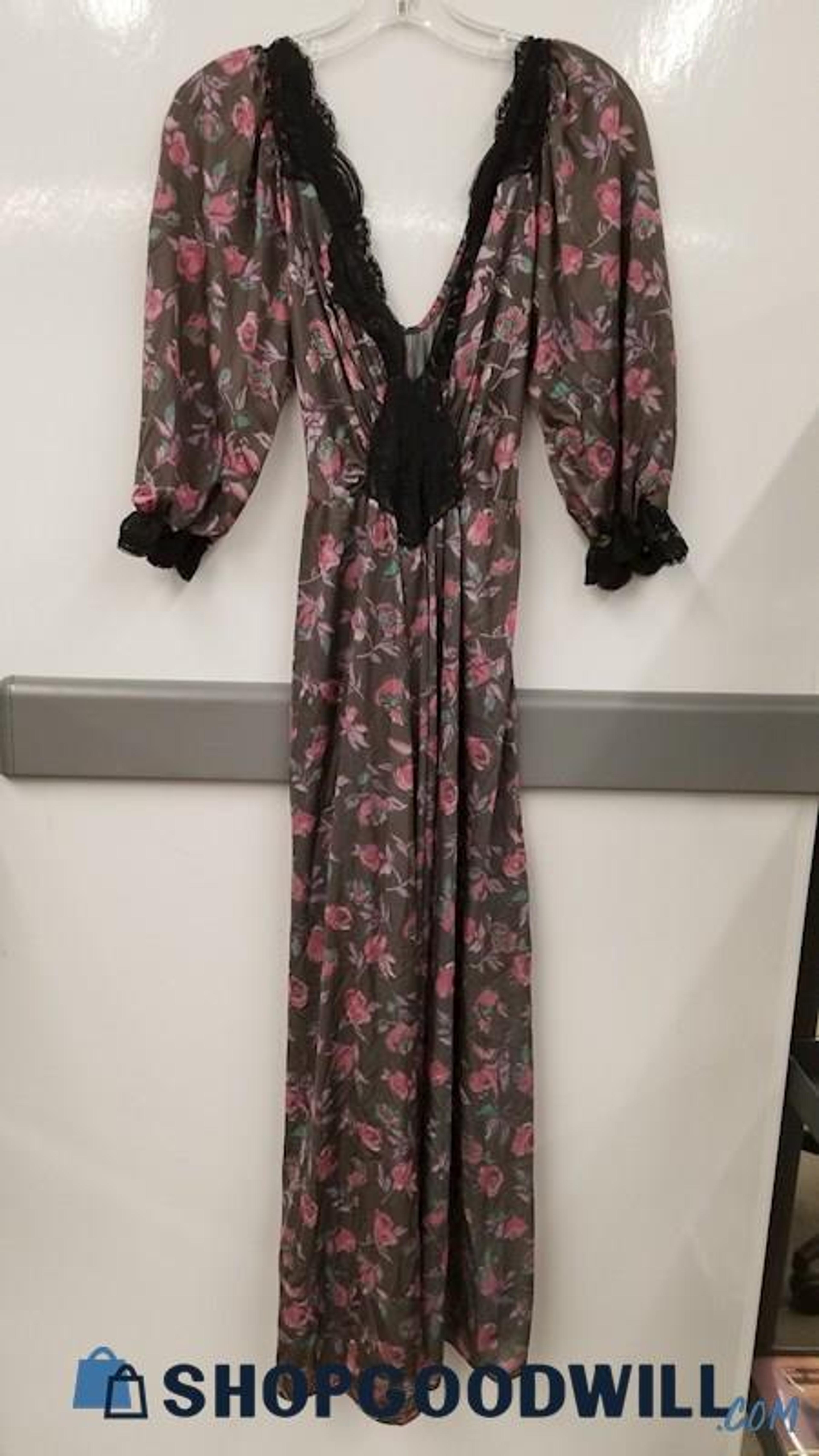 Black Floral Vintage Dress - shopgoodwill.com