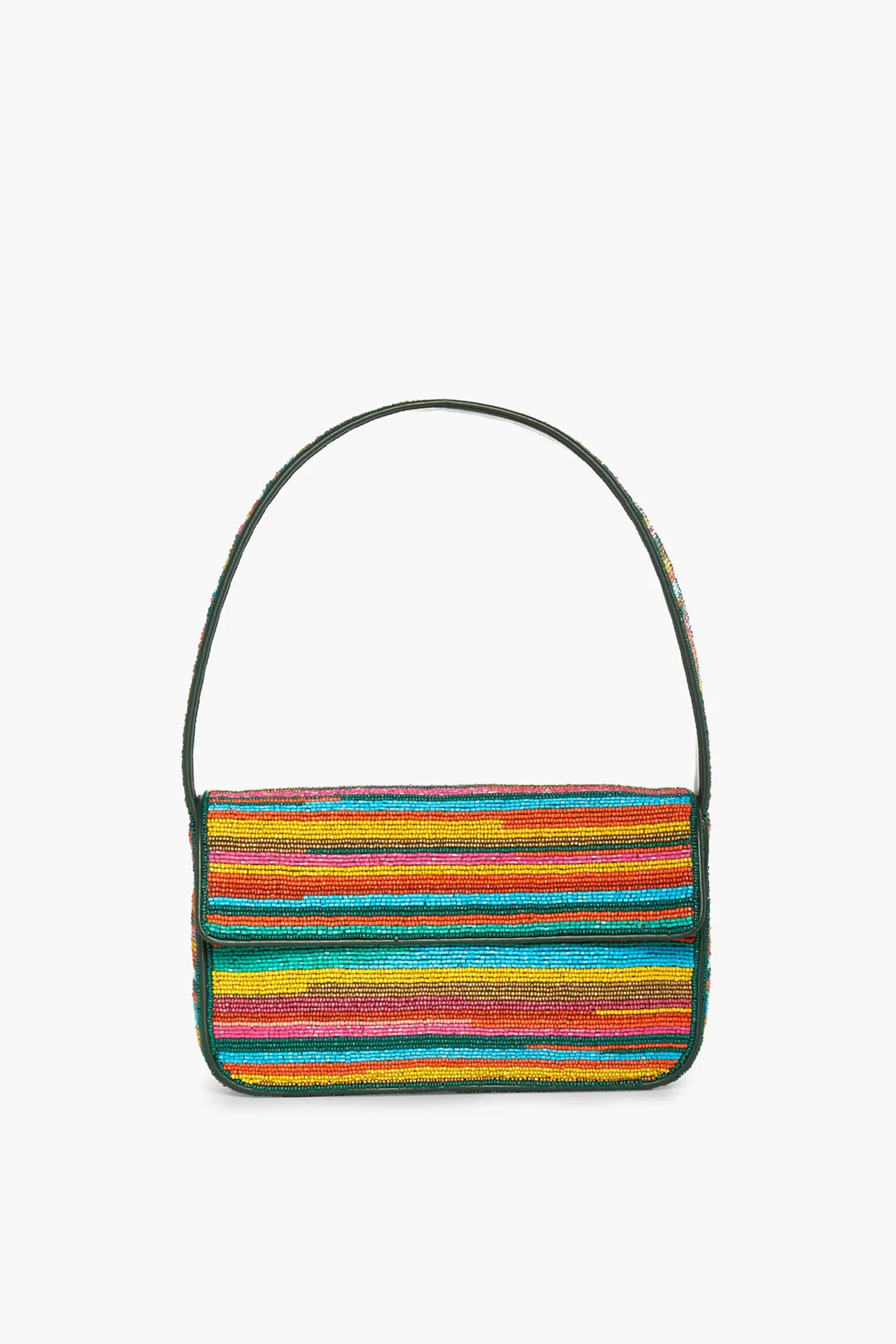 STAUD TOMMY BEADED BAG SUNSET STRIPE